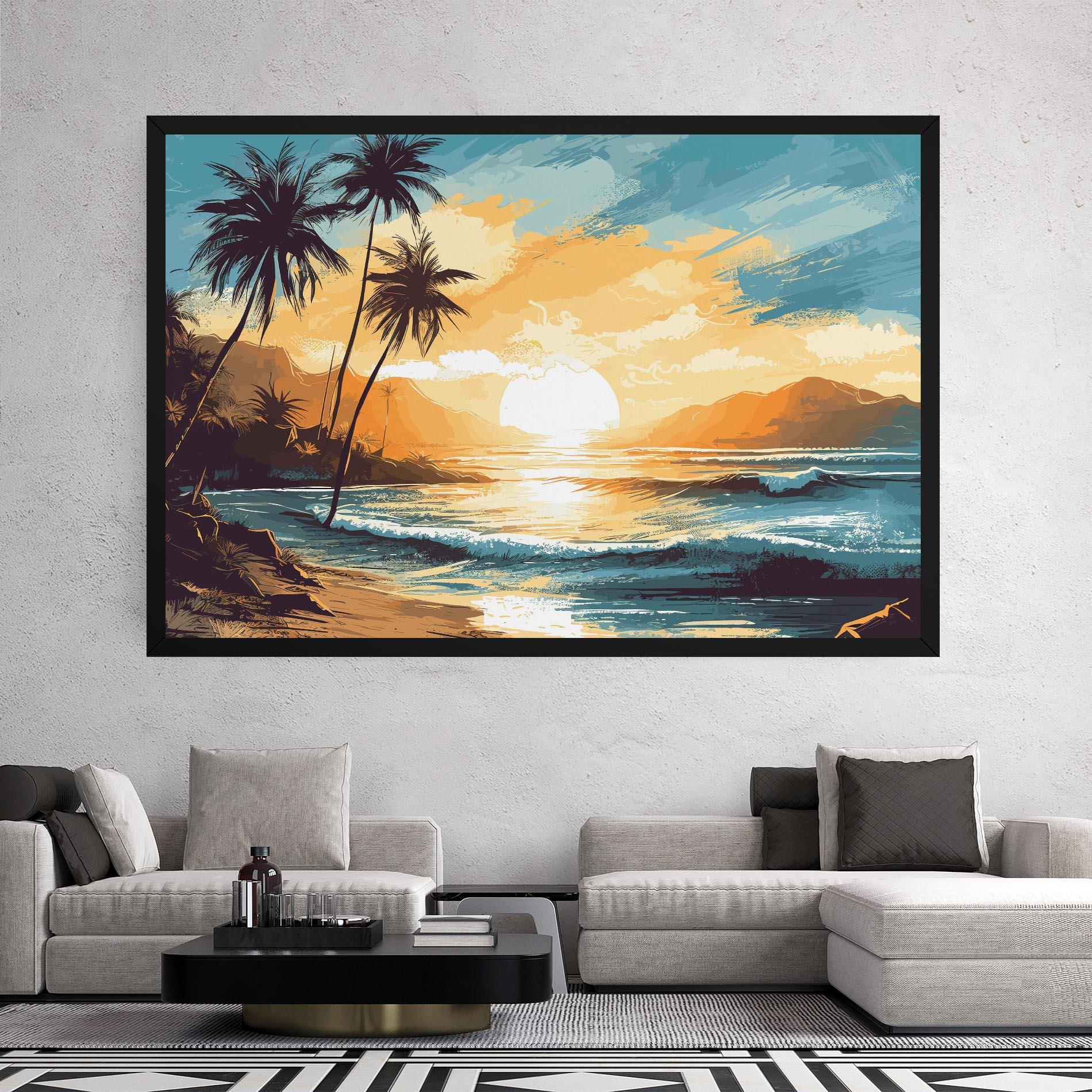 Leinwandbild Sunrise Beach View mockup 2