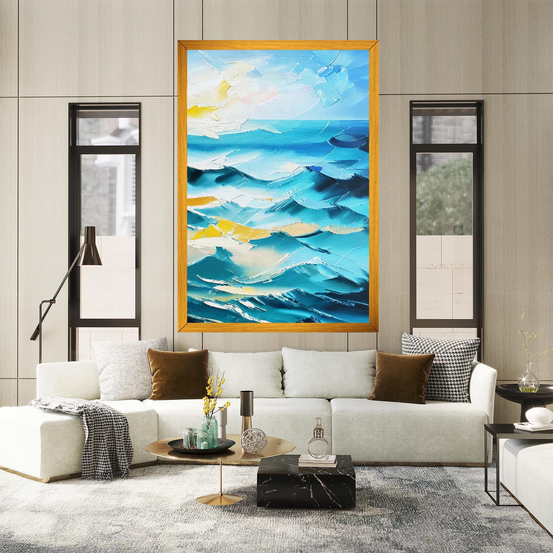 Leinwandbild Blue Ocean Painting mockup 2