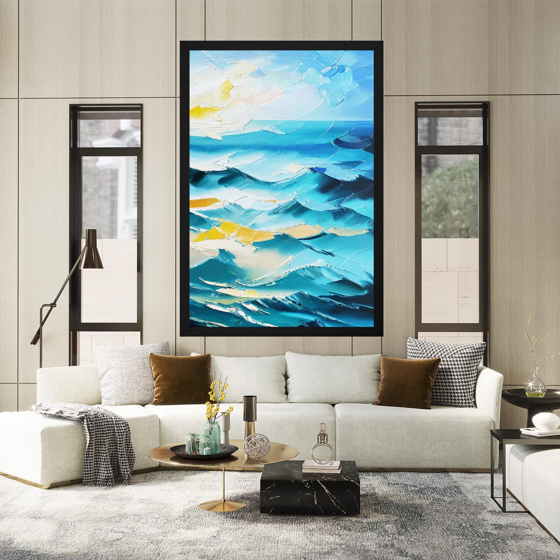 Leinwandbild Blue Ocean Painting mockup 2