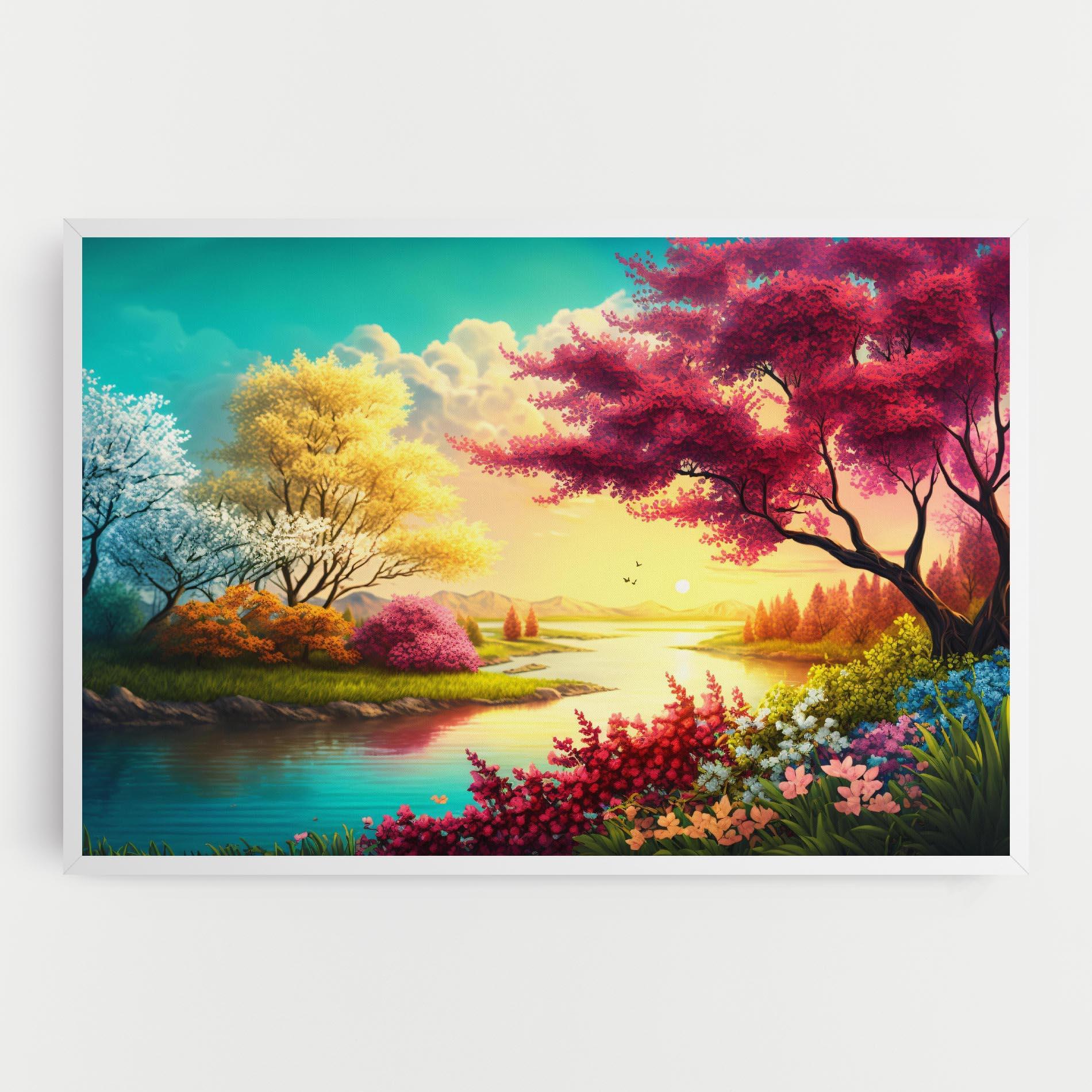 Leinwandbild Pink Yellow Trees mockup 0