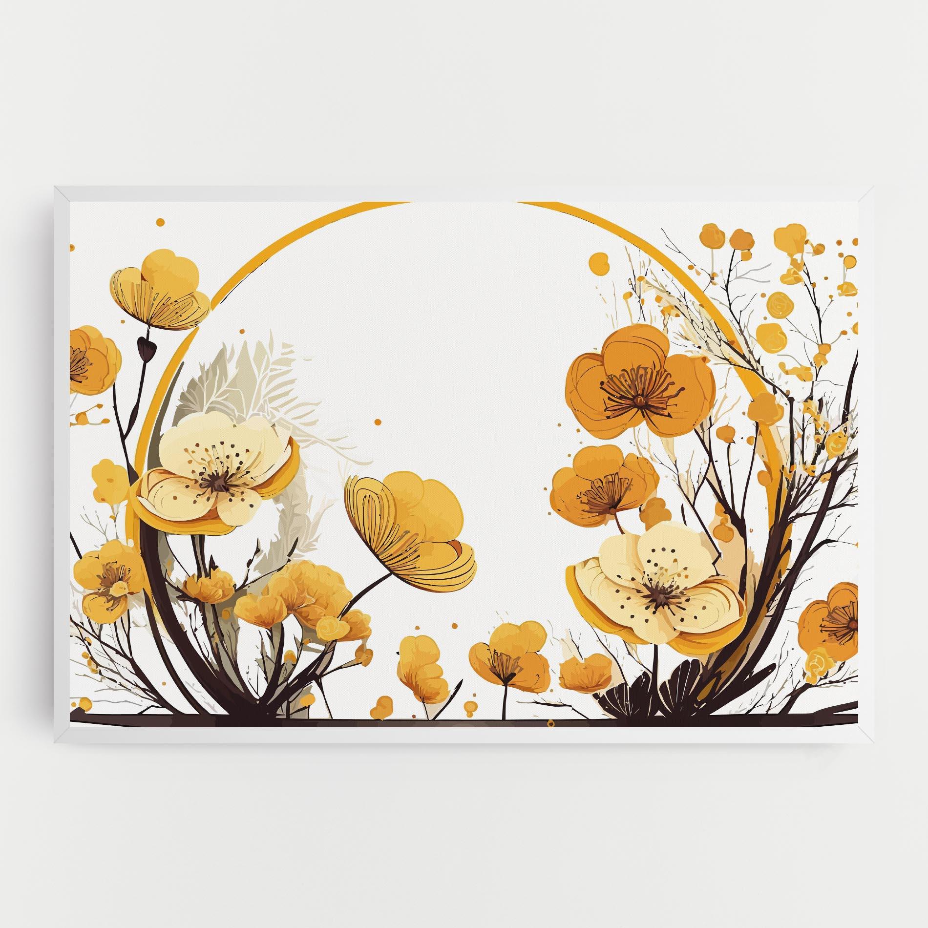 Leinwandbild Yellow Circle Flowers mockup 0
