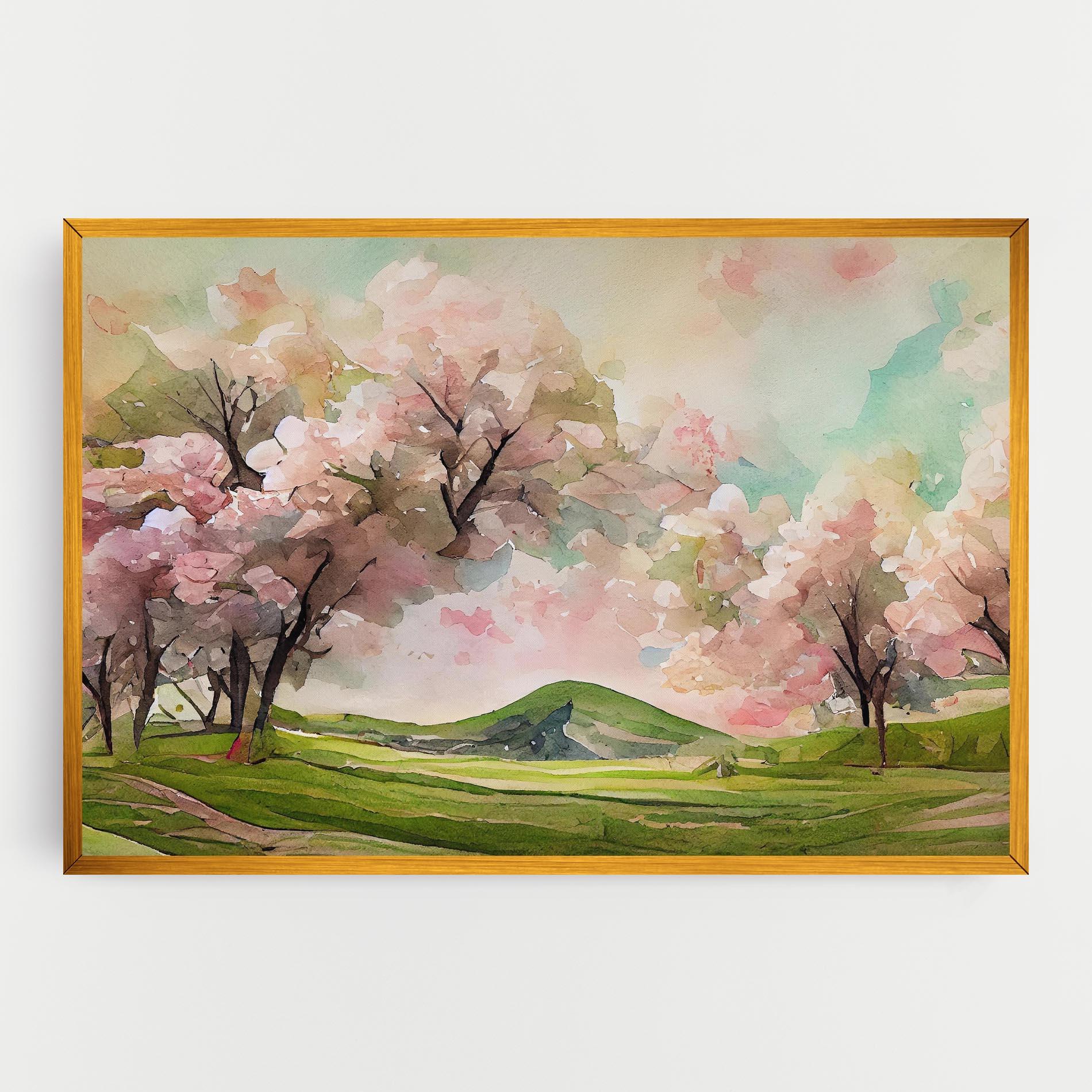 Leinwandbild Spring Pink Trees mockup 0