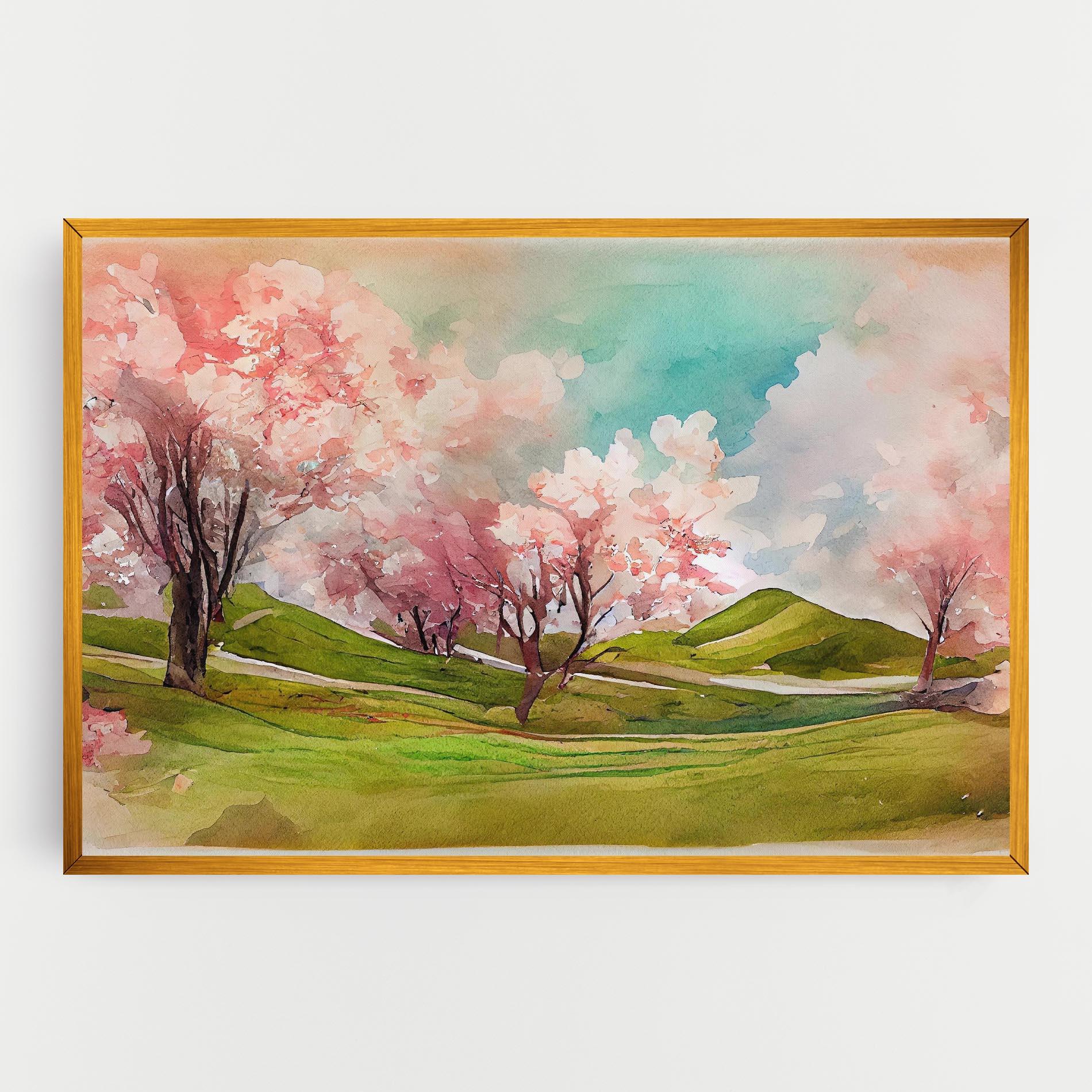 Leinwandbild Spring Trees Painting mockup 0