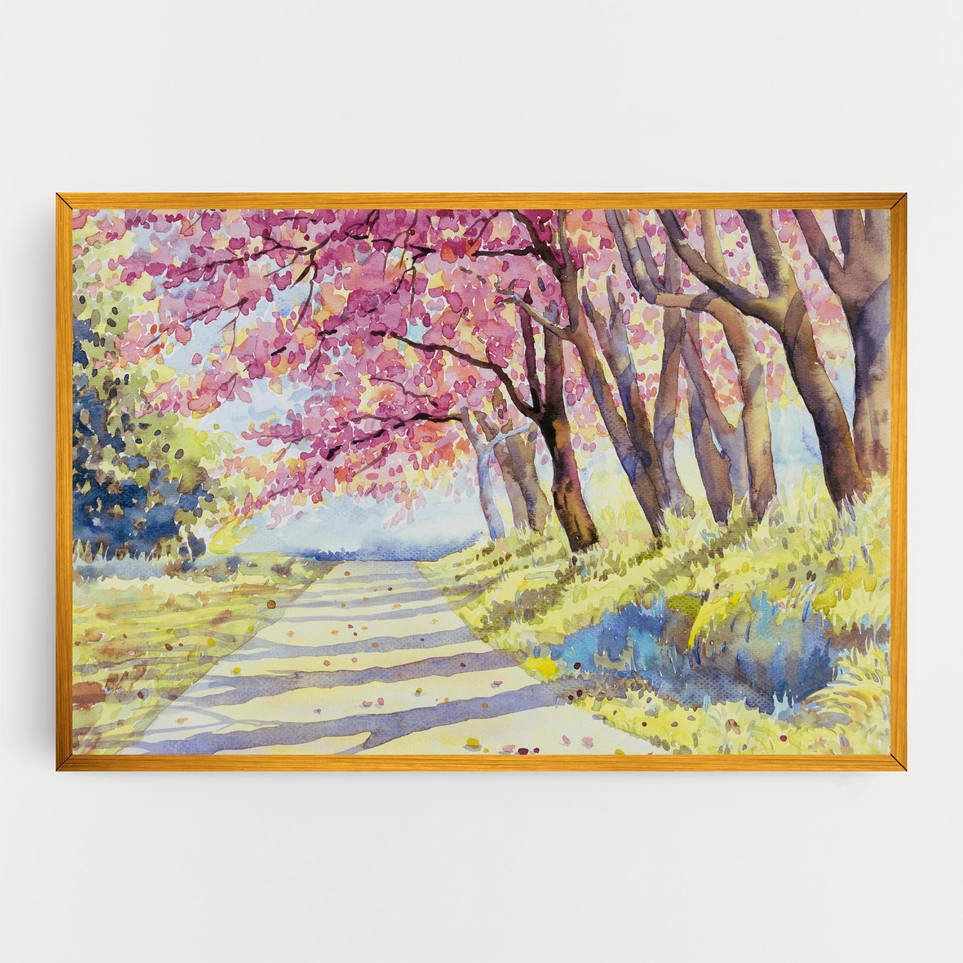 Leinwandbild Watercolor Spring Landscape mockup 0