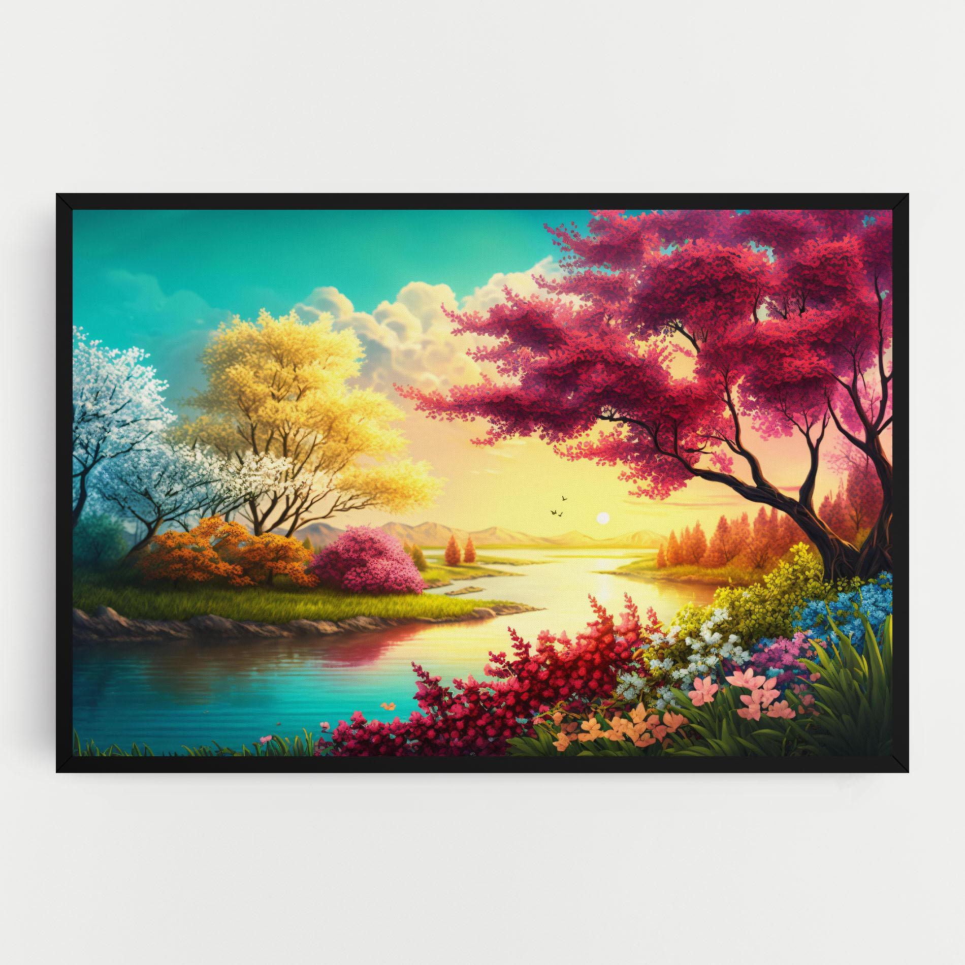 Leinwandbild Pink Yellow Trees mockup 0