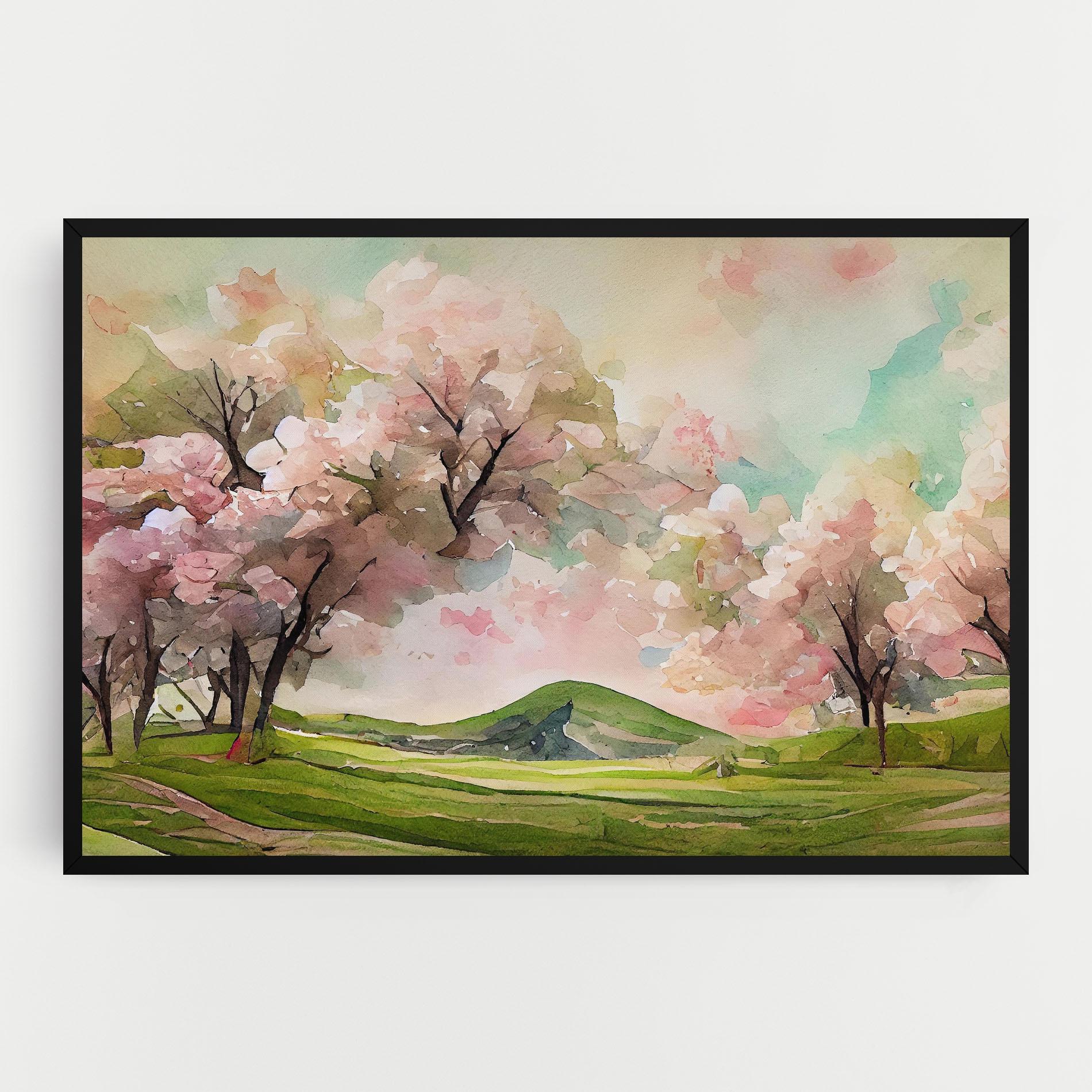 Leinwandbild Spring Pink Trees mockup 0
