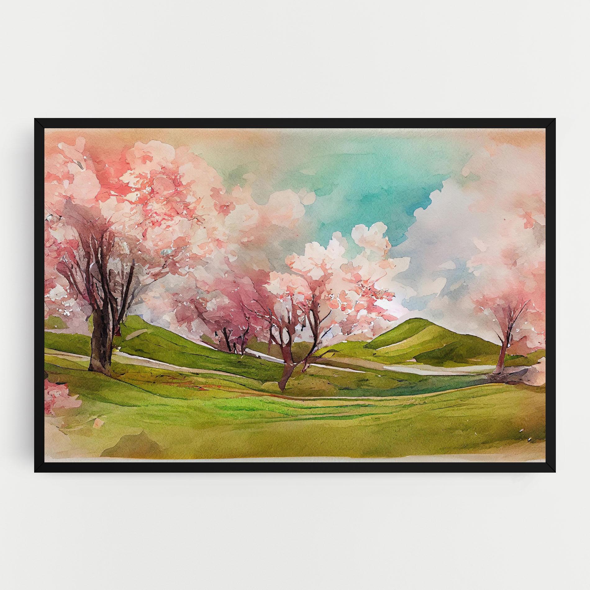 Leinwandbild Spring Trees Painting mockup 0