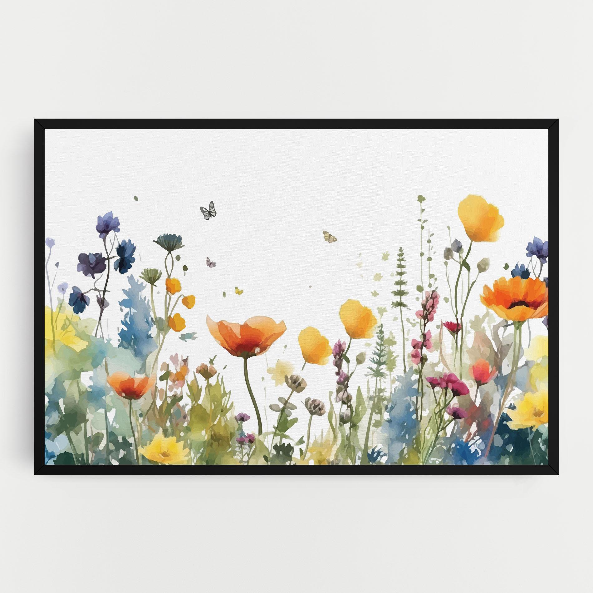 Leinwandbild Watercolor Spring Flowers mockup 0