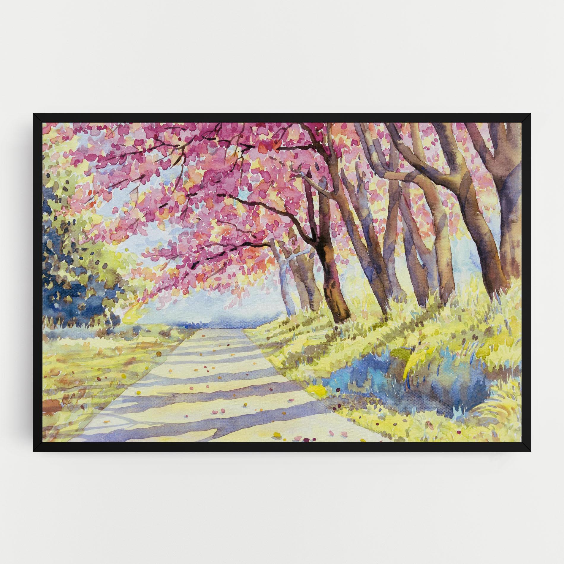 Leinwandbild Watercolor Spring Landscape mockup 0