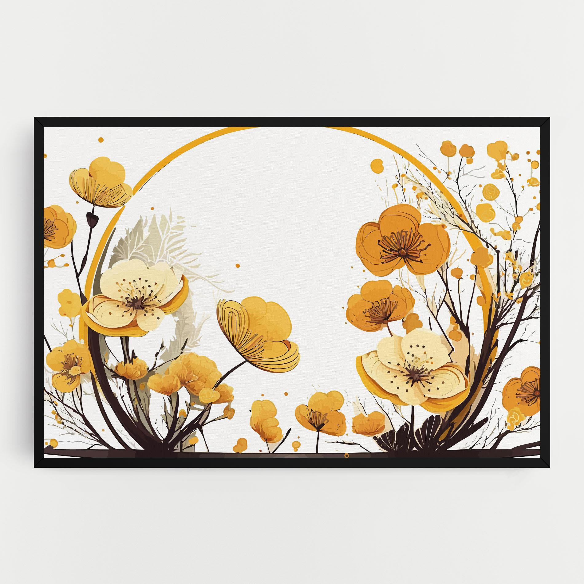Leinwandbild Yellow Circle Flowers mockup 0