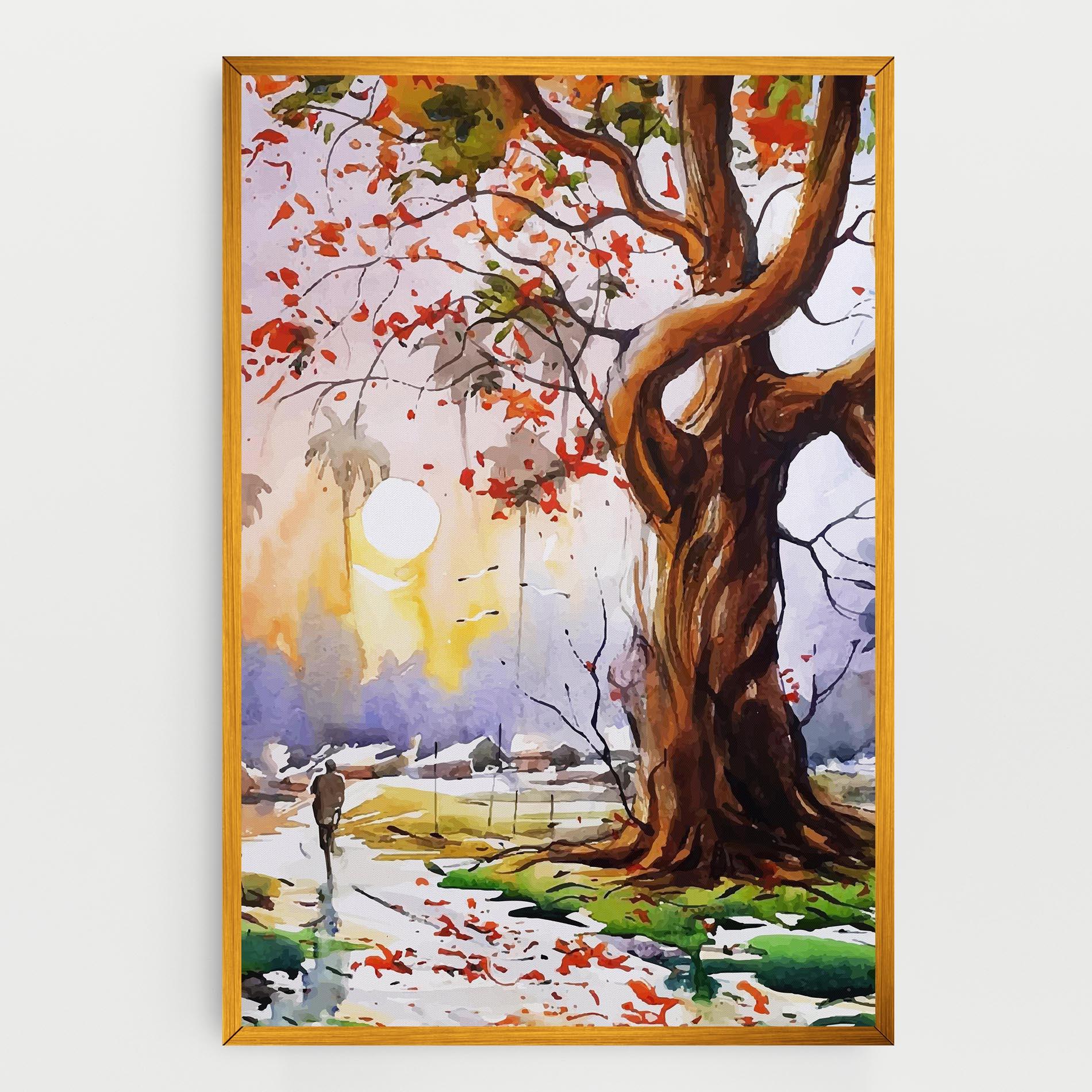 Leinwandbild Watercolor Spring Tree mockup 0