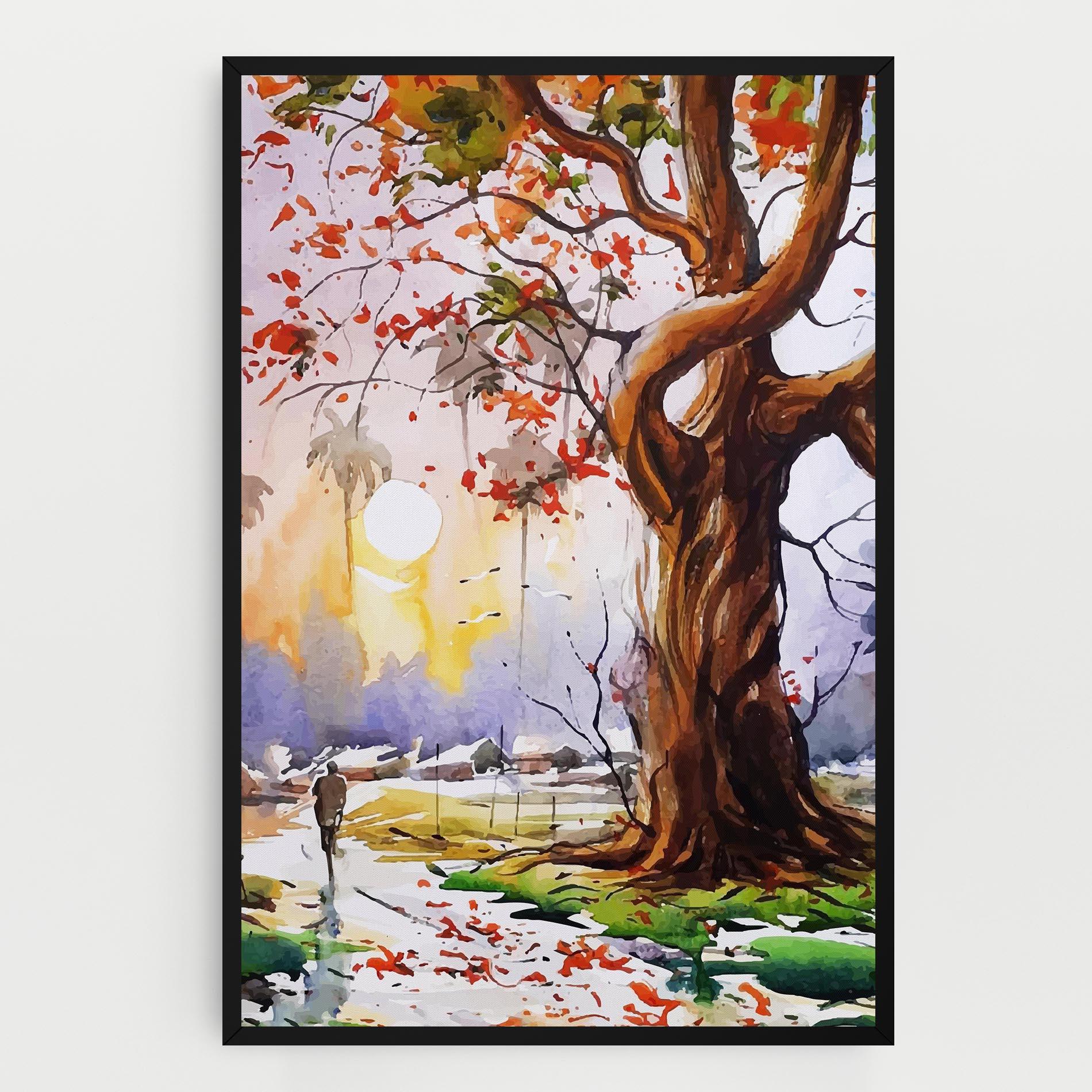 Leinwandbild Watercolor Spring Tree mockup 0