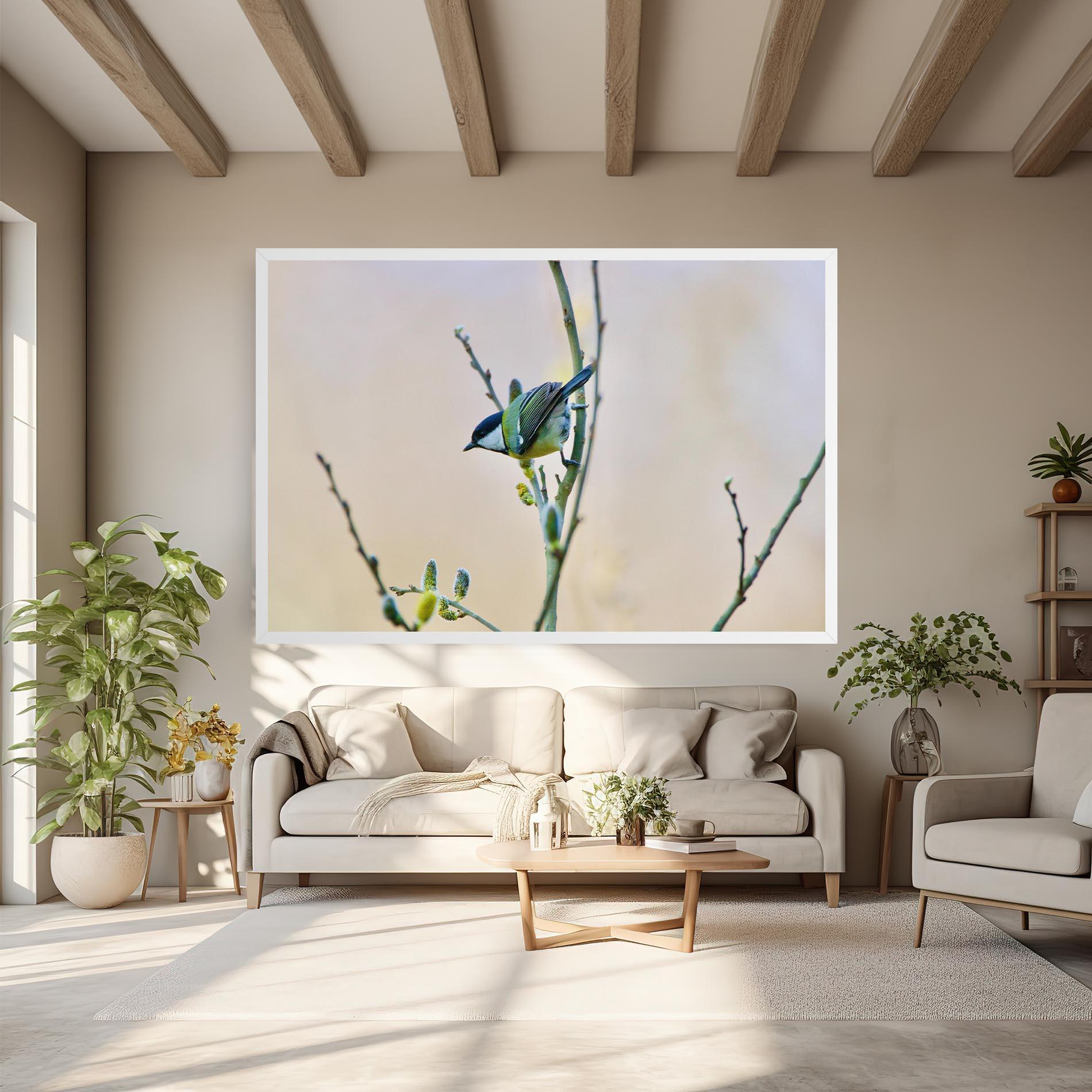 Leinwandbild Beautiful Spring Bird mockup 6