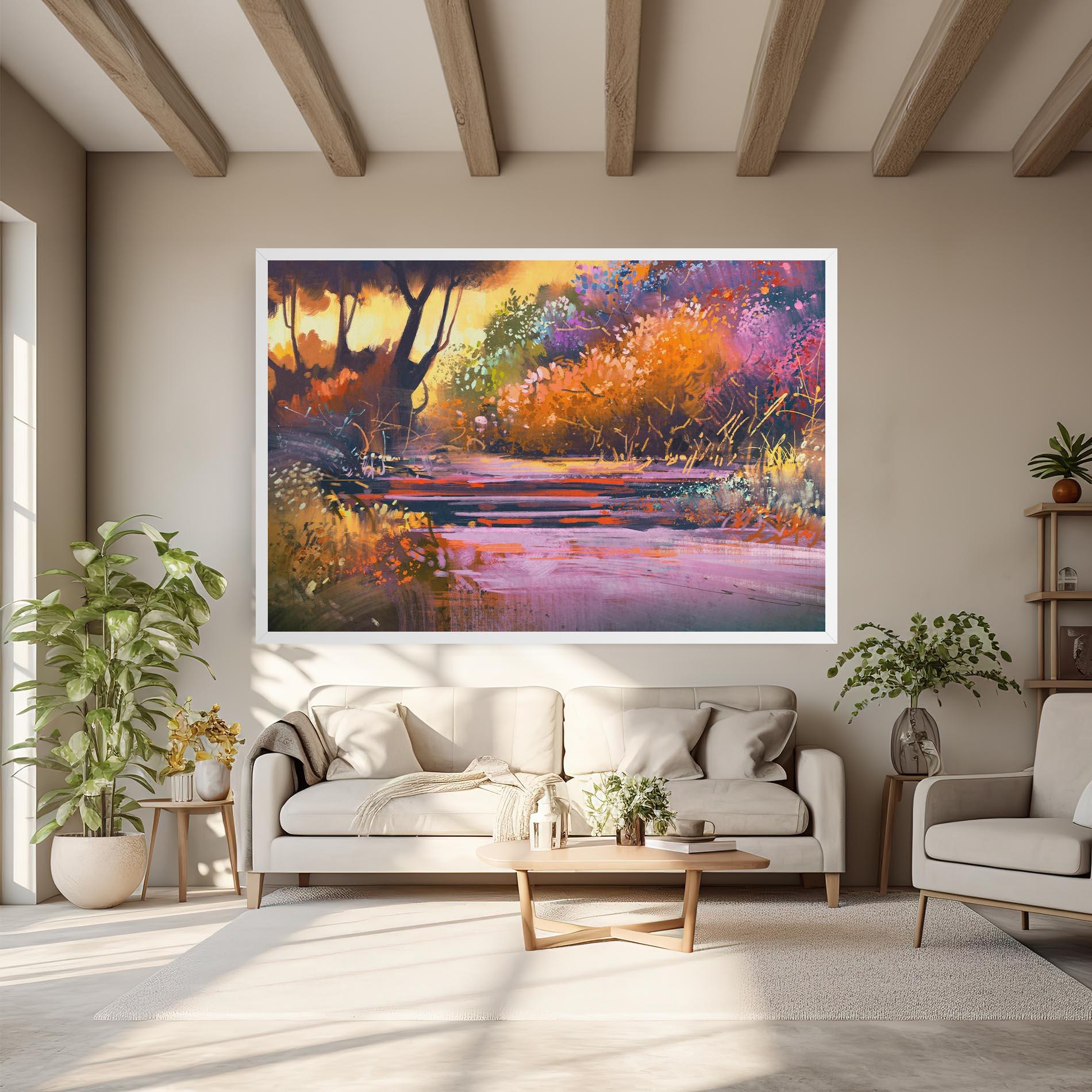 Leinwandbild Landscape Colorful Trees mockup 6