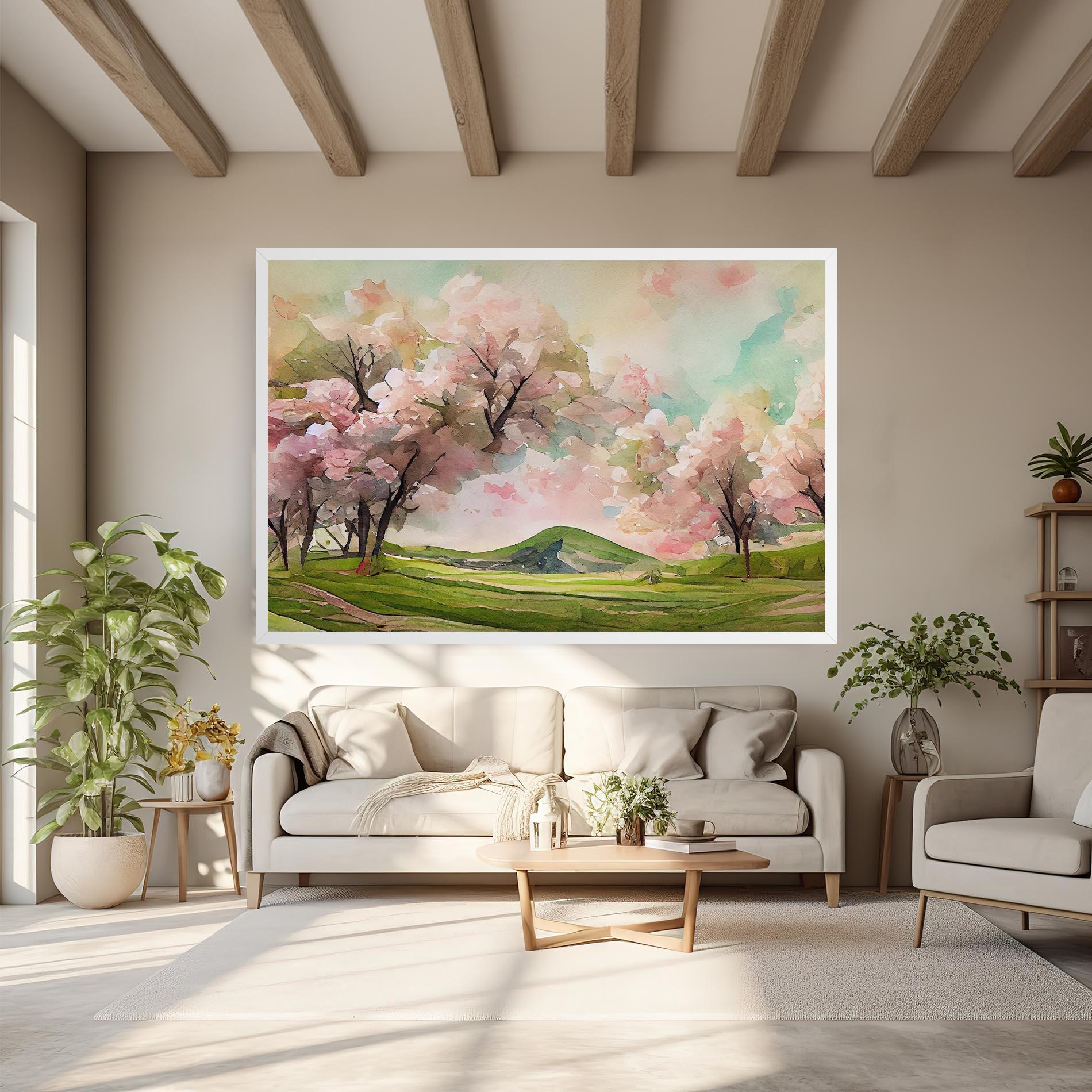 Leinwandbild Spring Pink Trees mockup 6