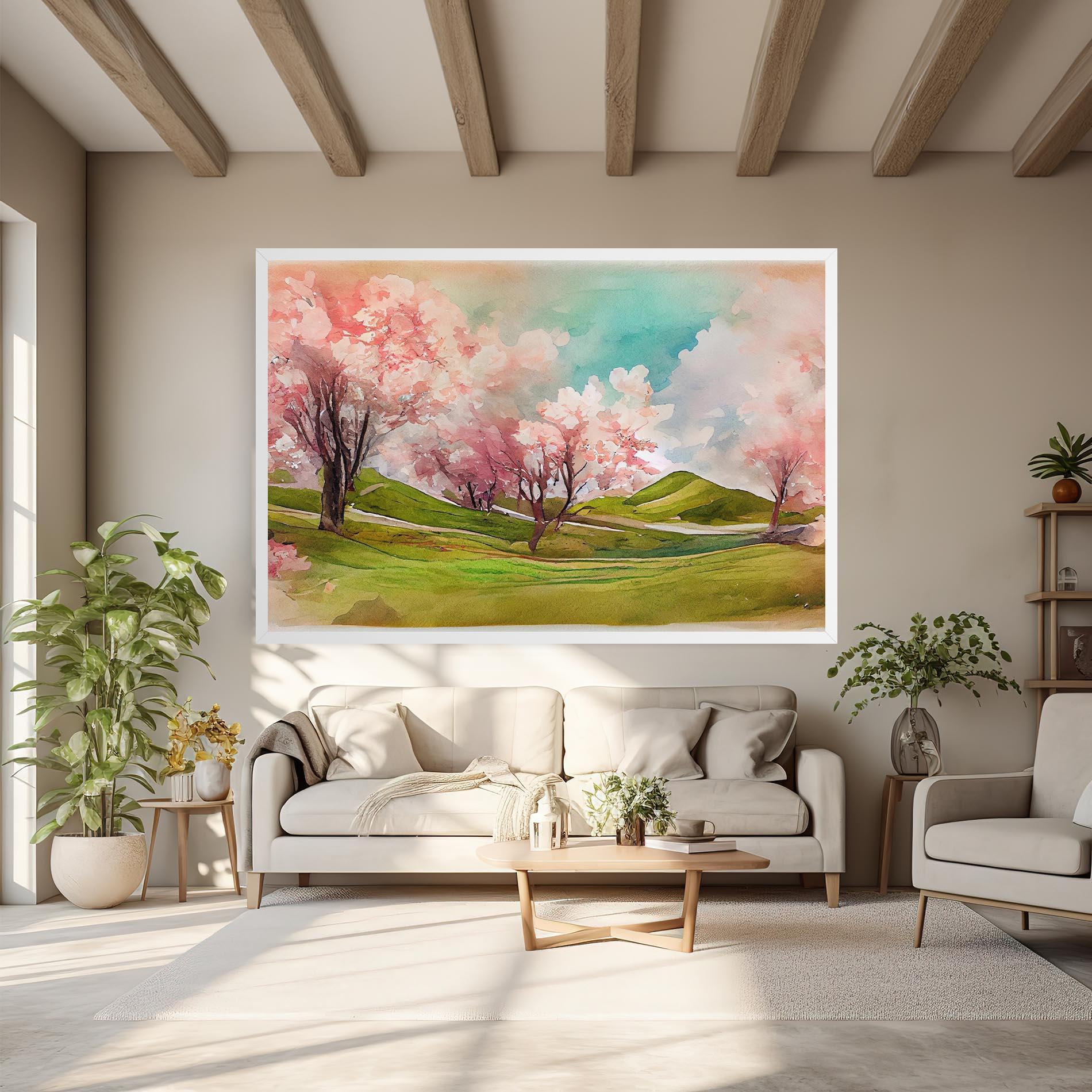 Leinwandbild Spring Trees Painting mockup 6