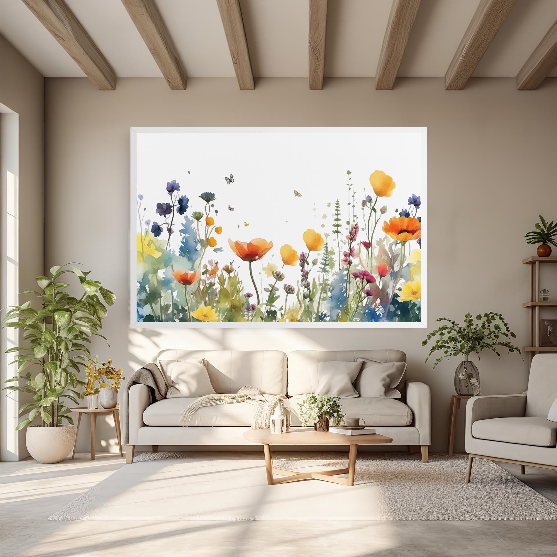 Leinwandbild Watercolor Spring Flowers mockup 6