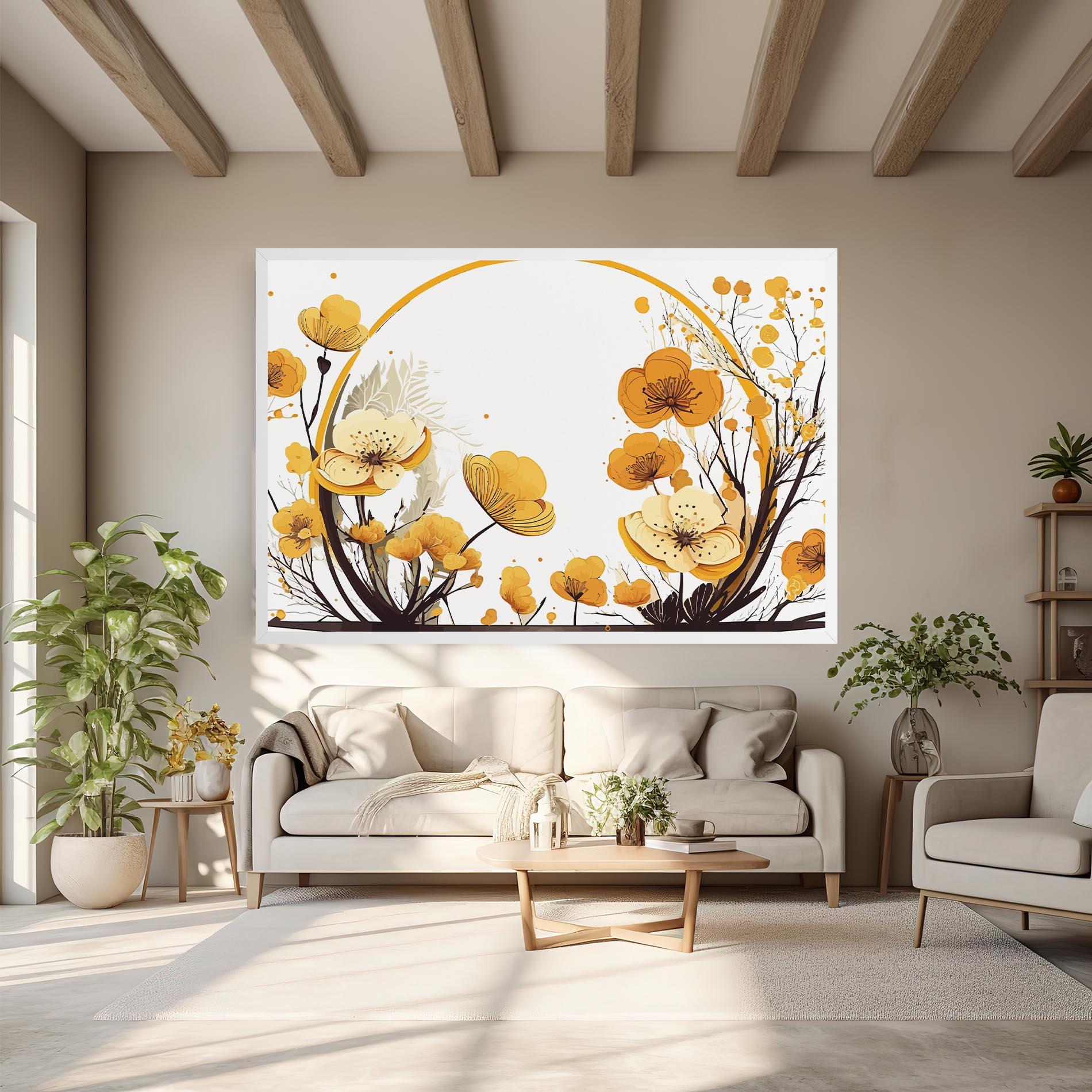 Leinwandbild Yellow Circle Flowers mockup 6