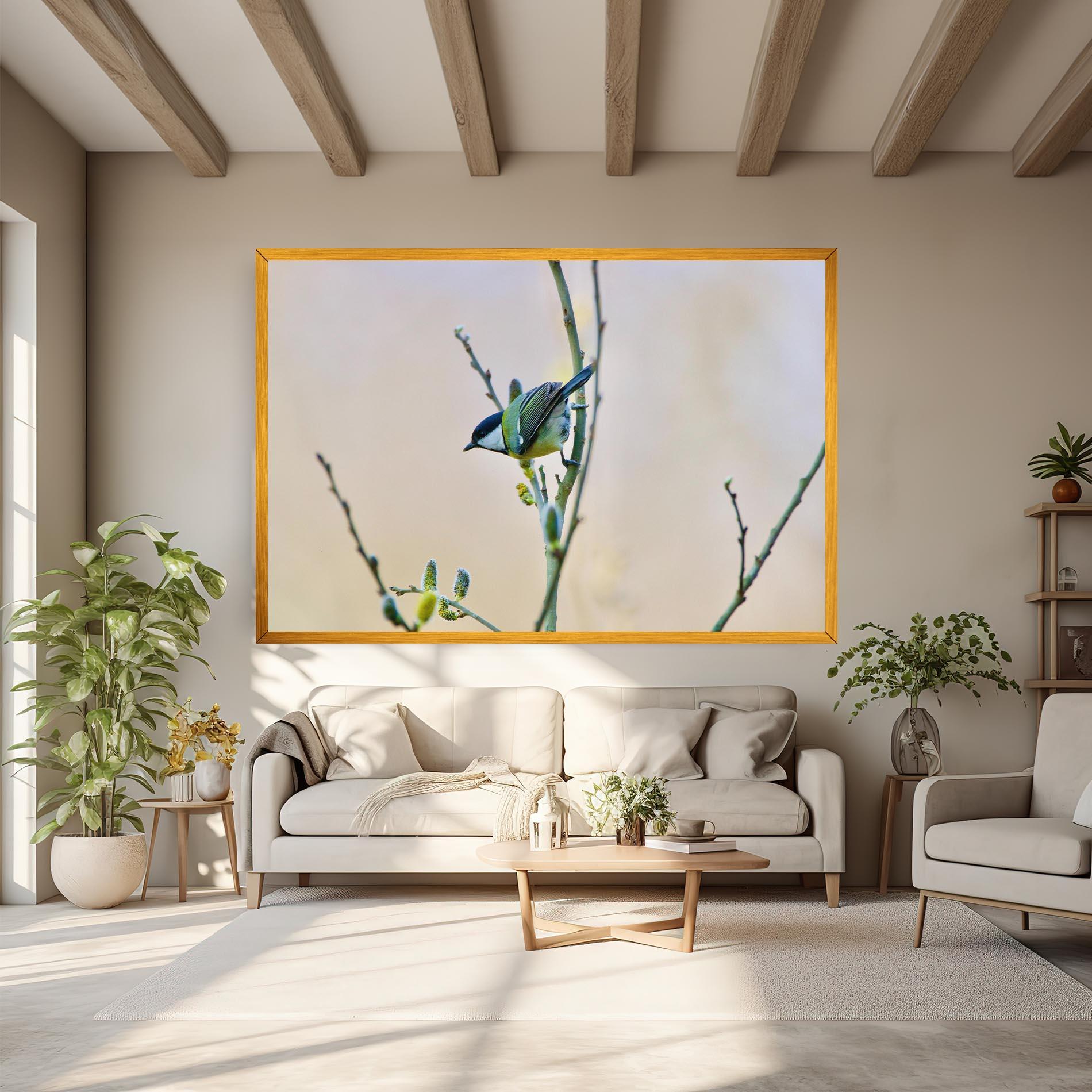 Leinwandbild Beautiful Spring Bird mockup 6