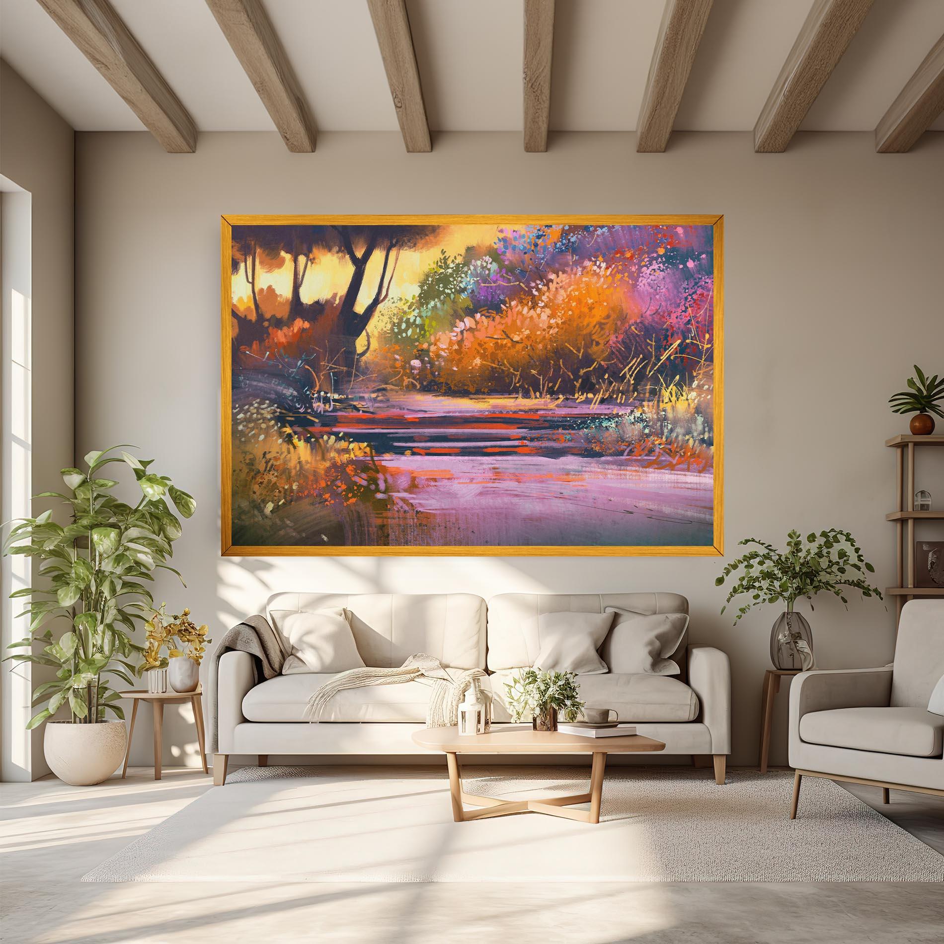 Leinwandbild Landscape Colorful Trees mockup 6