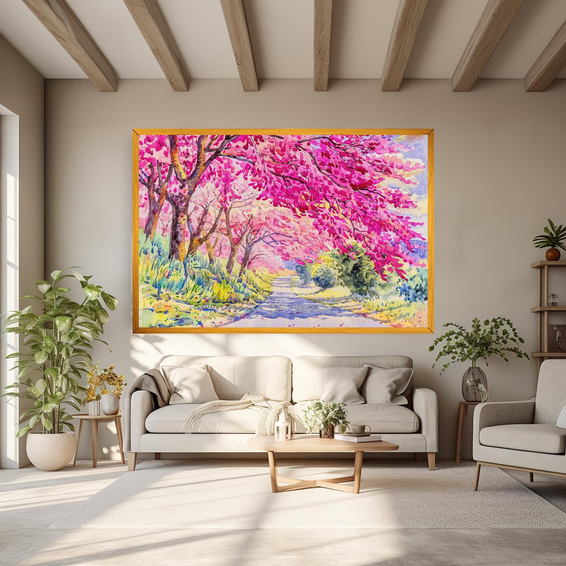 Leinwandbild Pink Trees Art mockup 6