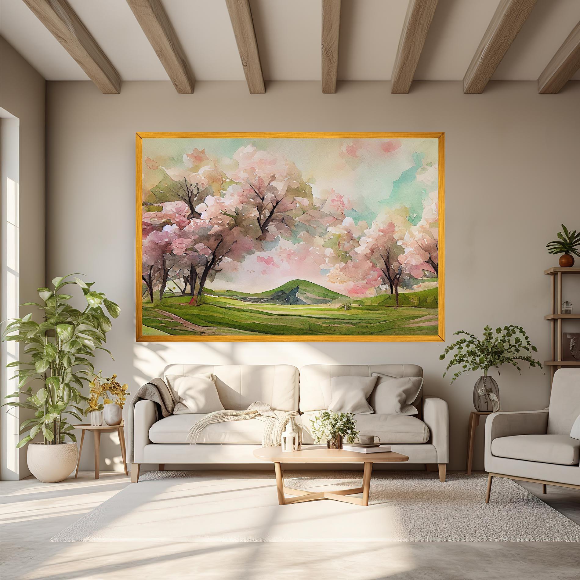 Leinwandbild Spring Pink Trees mockup 6