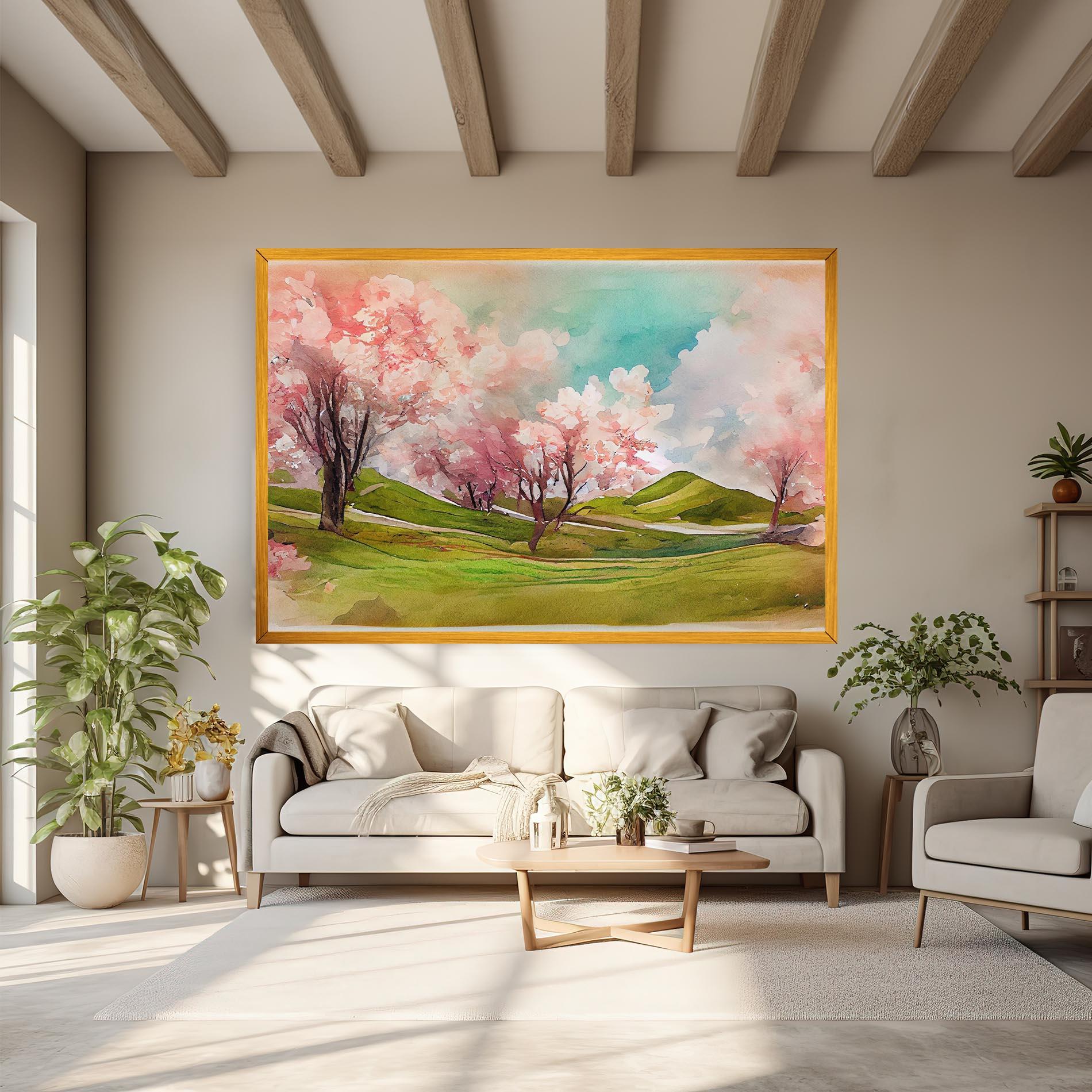 Leinwandbild Spring Trees Painting mockup 6