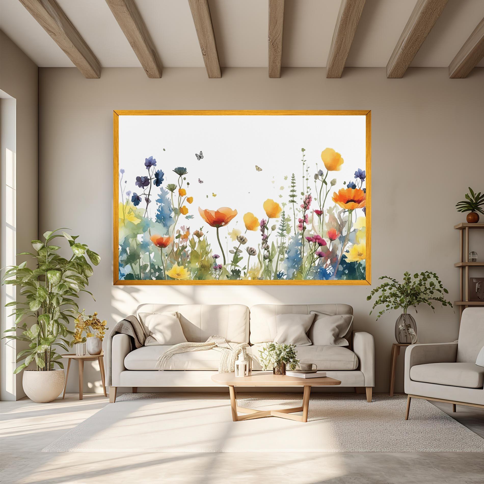 Leinwandbild Watercolor Spring Flowers mockup 6