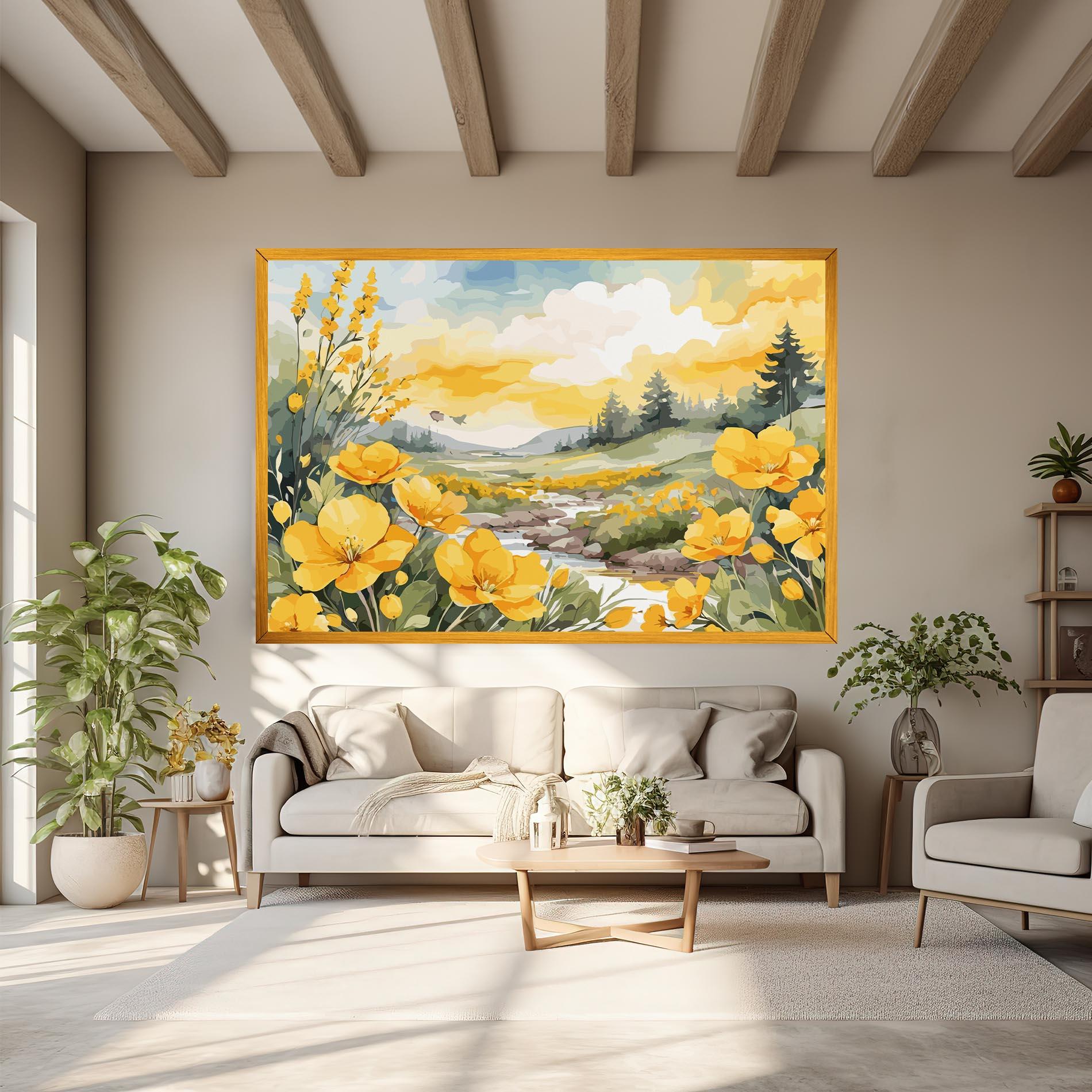 Leinwandbild Yellow Spring Flower mockup 6