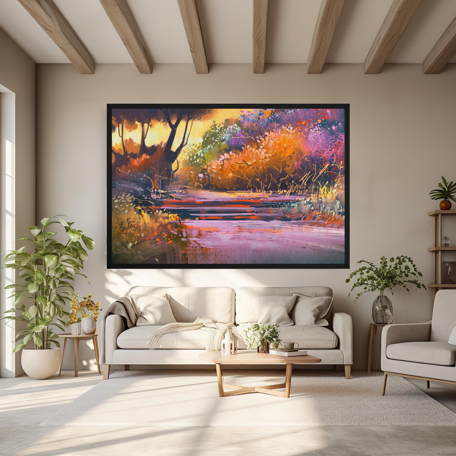 Leinwandbild Landscape Colorful Trees mockup 6