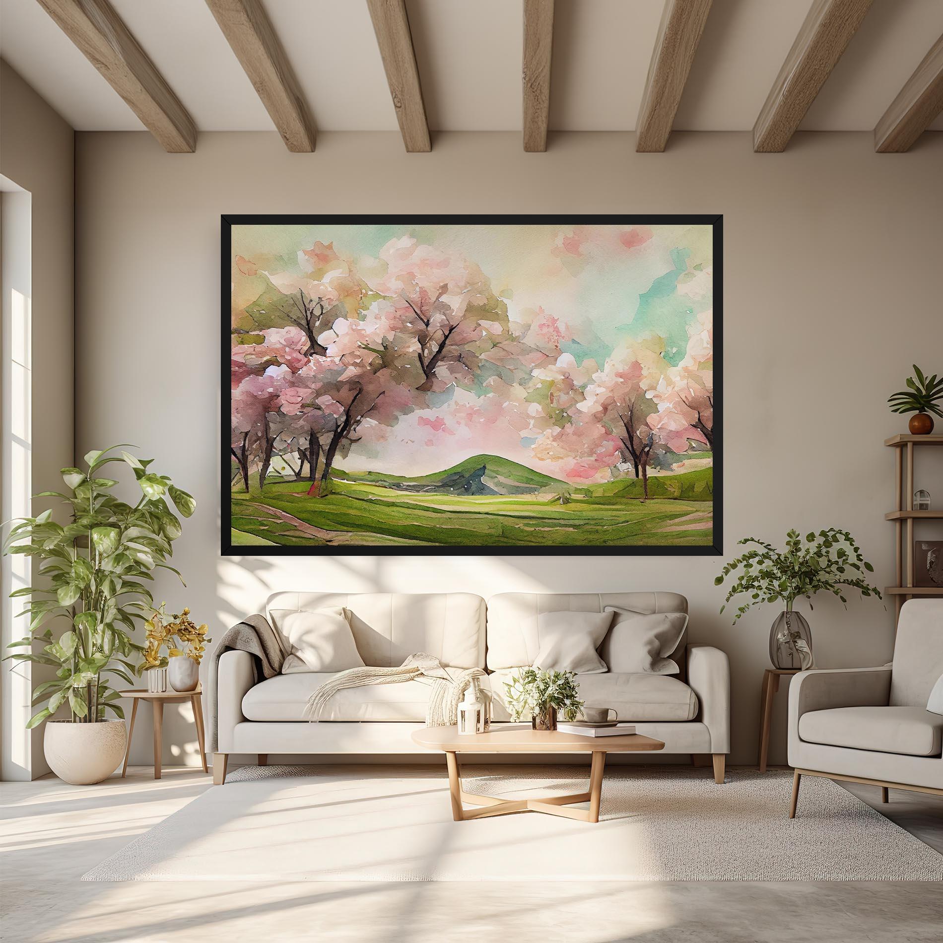 Leinwandbild Spring Pink Trees mockup 6