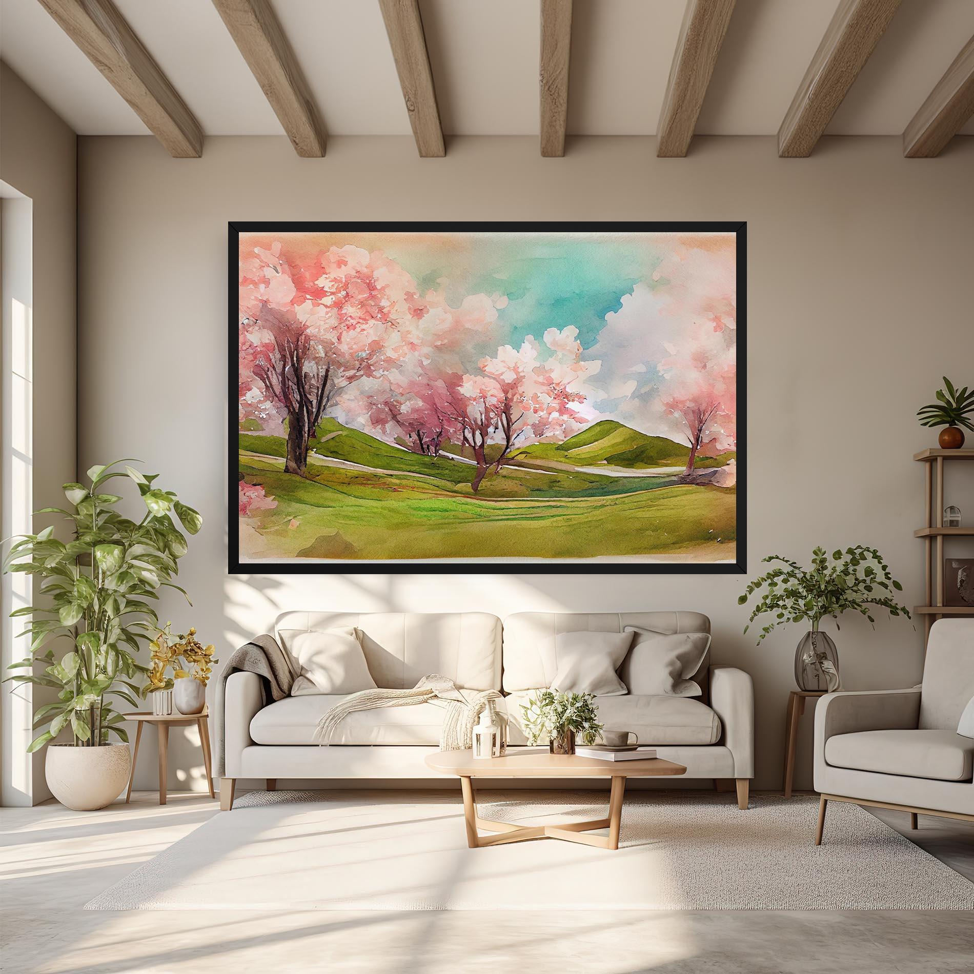Leinwandbild Spring Trees Painting mockup 6