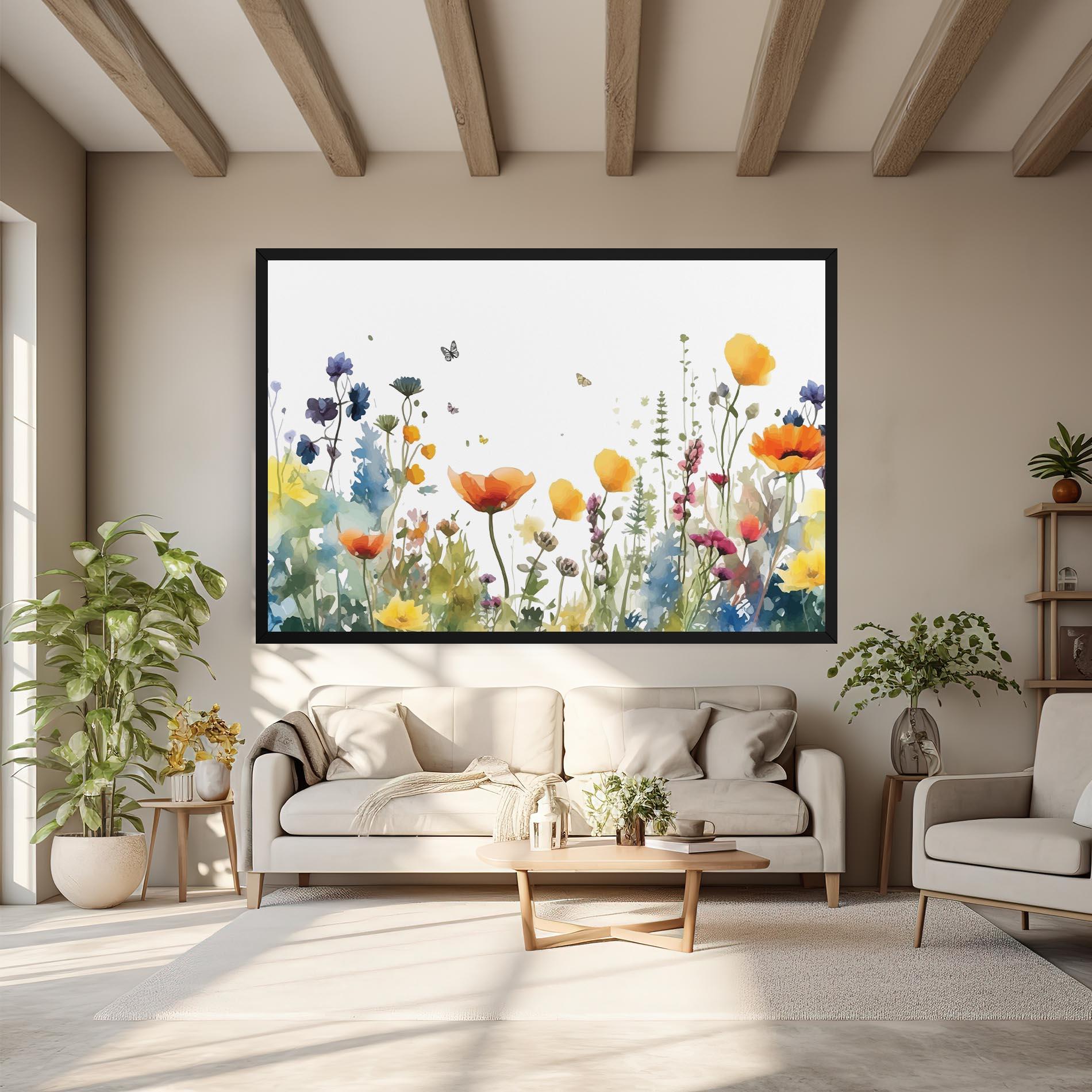 Leinwandbild Watercolor Spring Flowers mockup 6