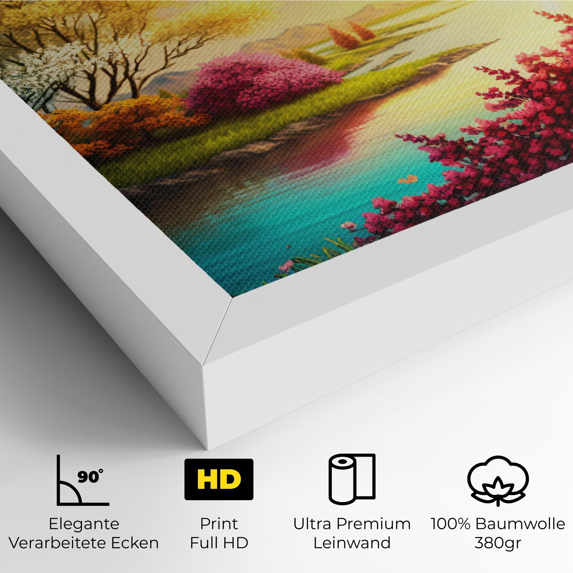 Leinwandbild Pink Yellow Trees mockup 4