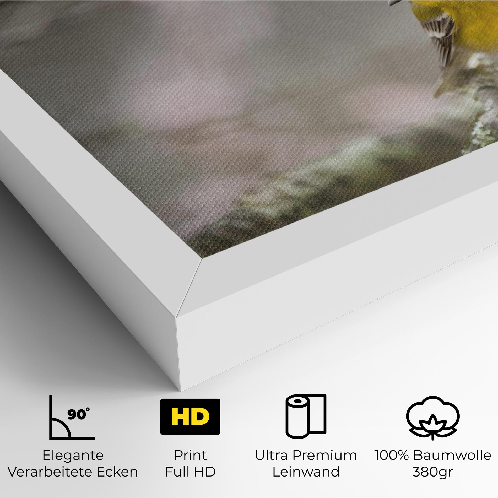 Leinwandbild Pretty Spring Yellow Bird mockup 4