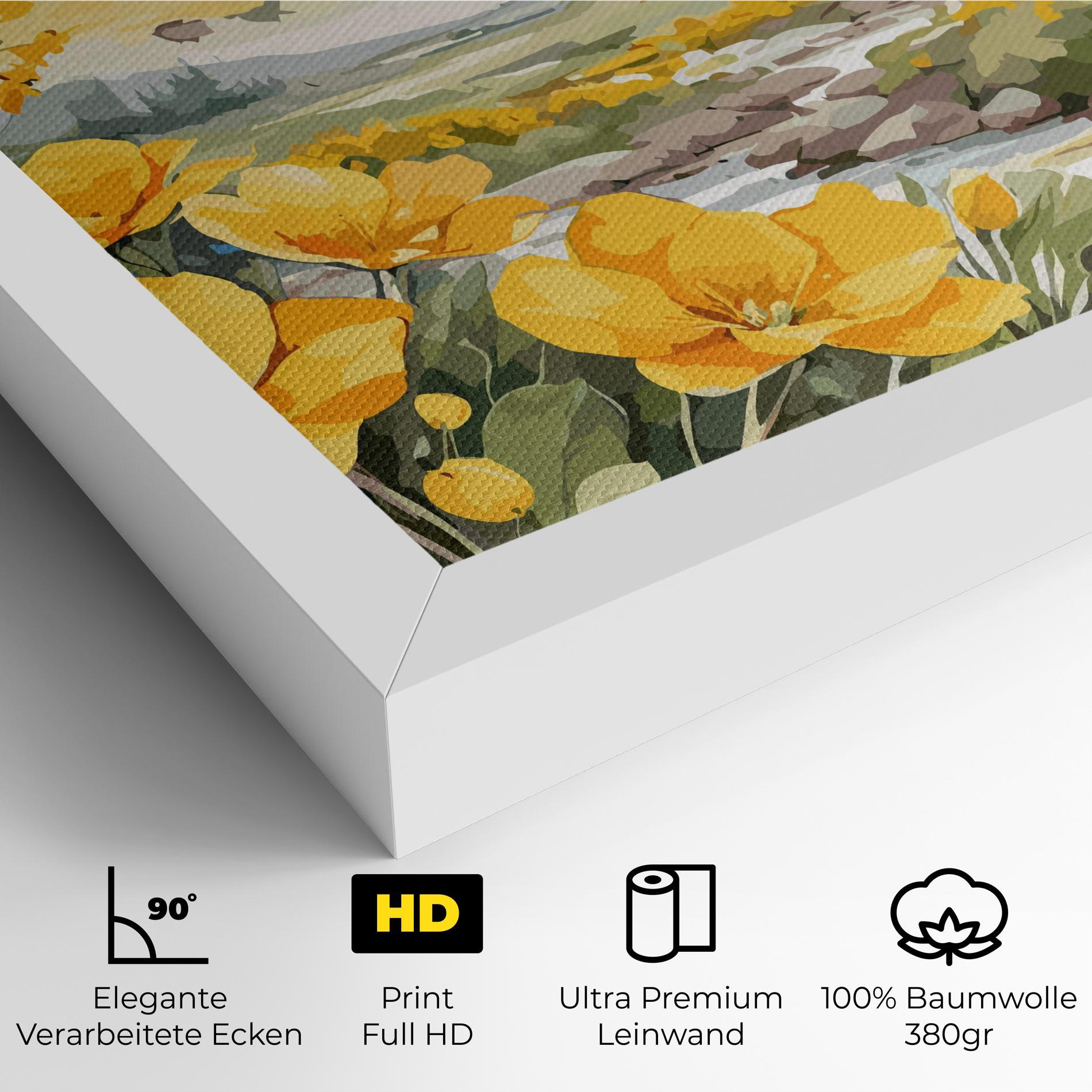 Leinwandbild Yellow Spring Flower mockup 4