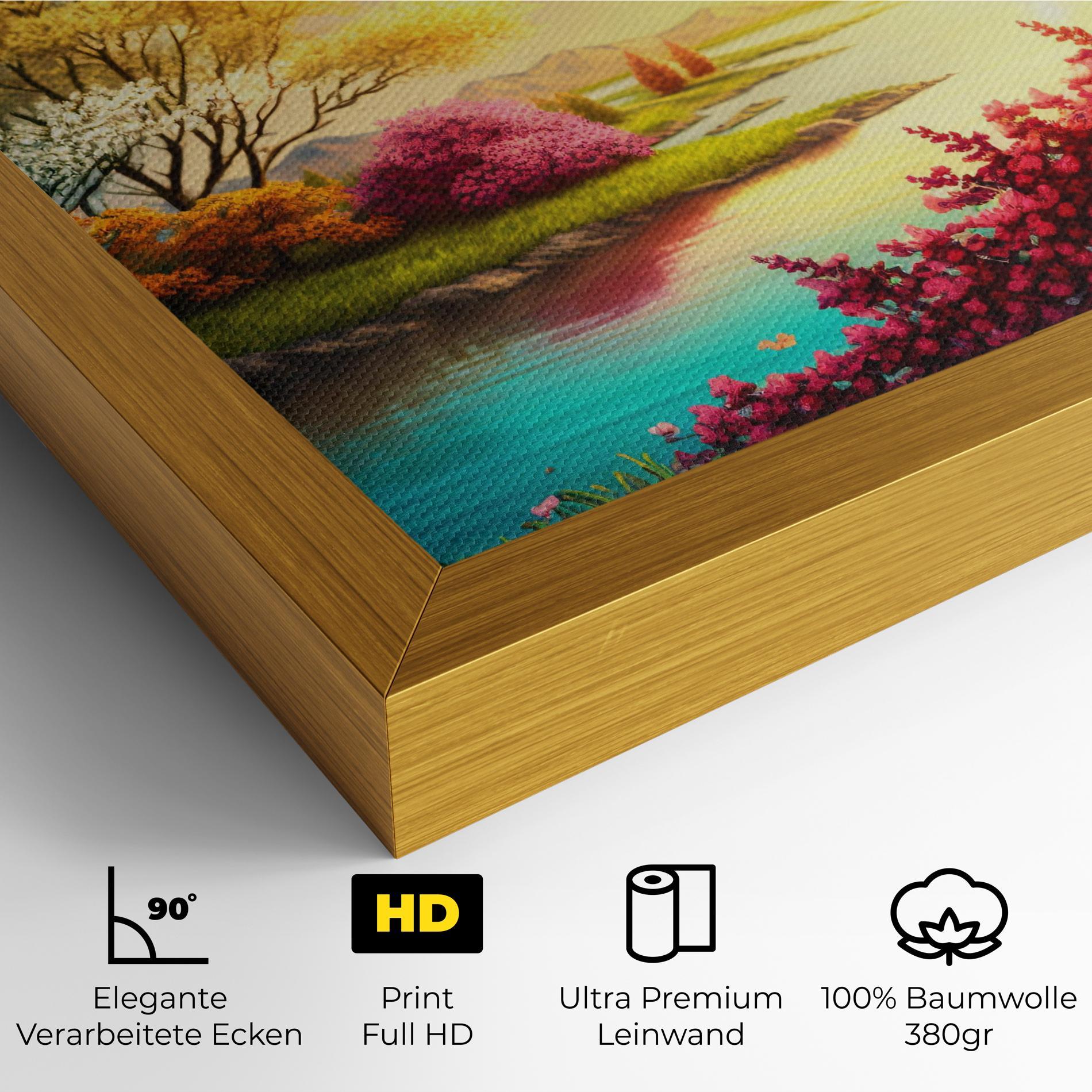 Leinwandbild Pink Yellow Trees mockup 4