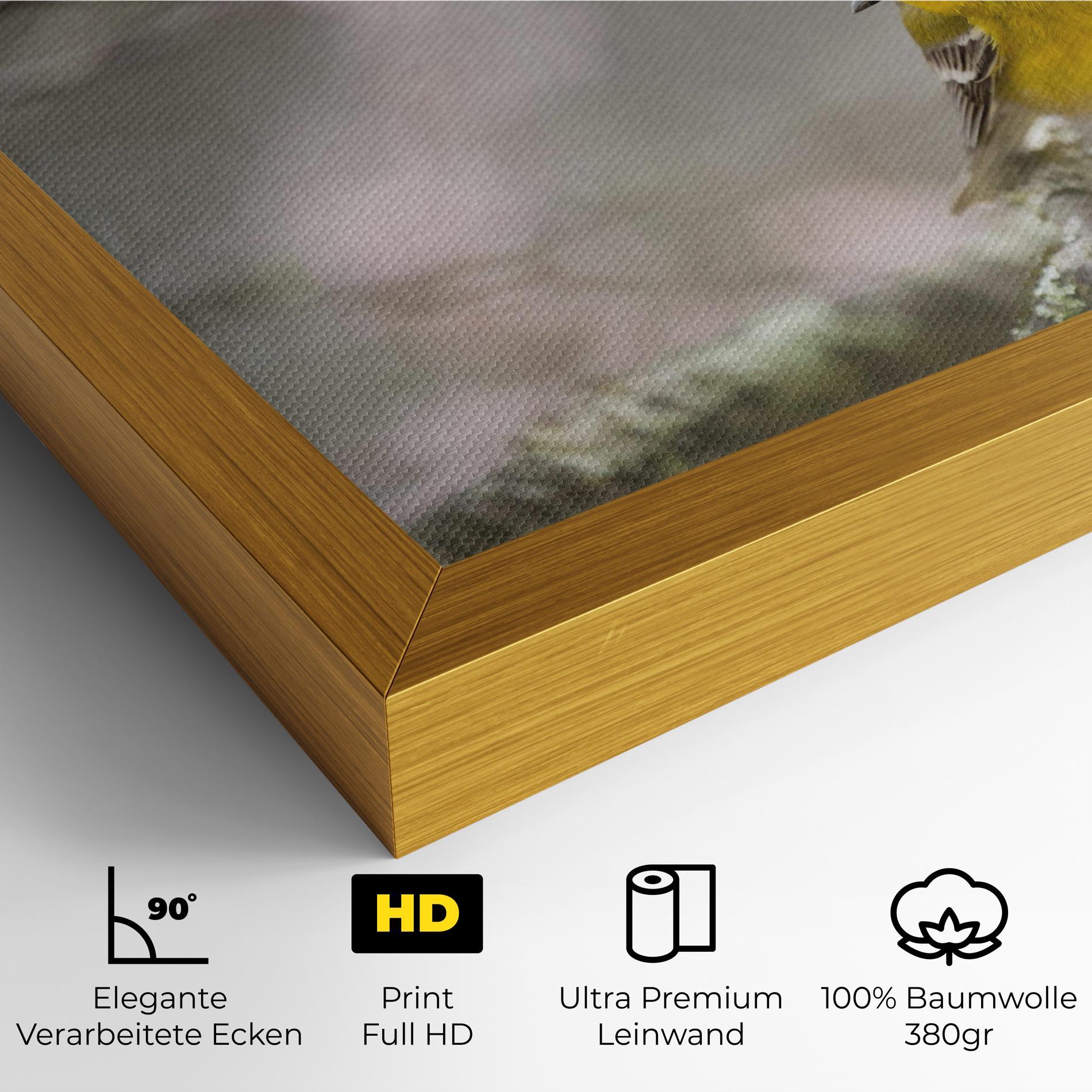 Leinwandbild Pretty Spring Yellow Bird mockup 4