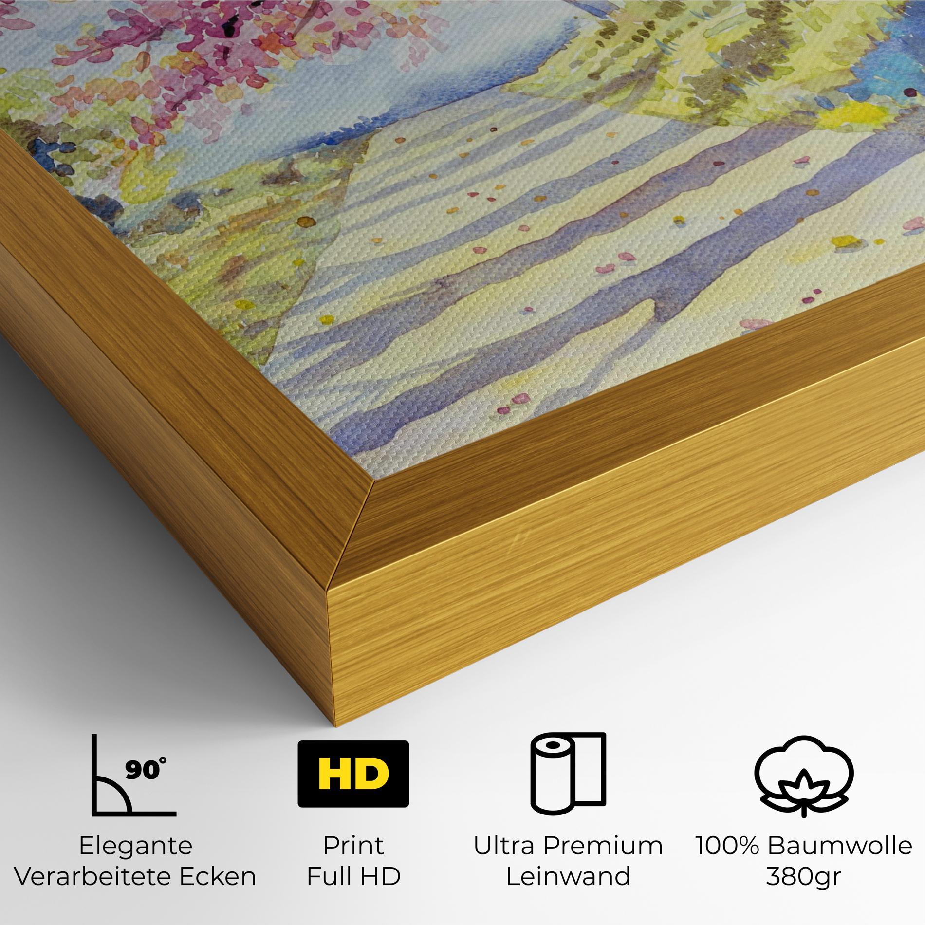 Leinwandbild Watercolor Spring Landscape mockup 4