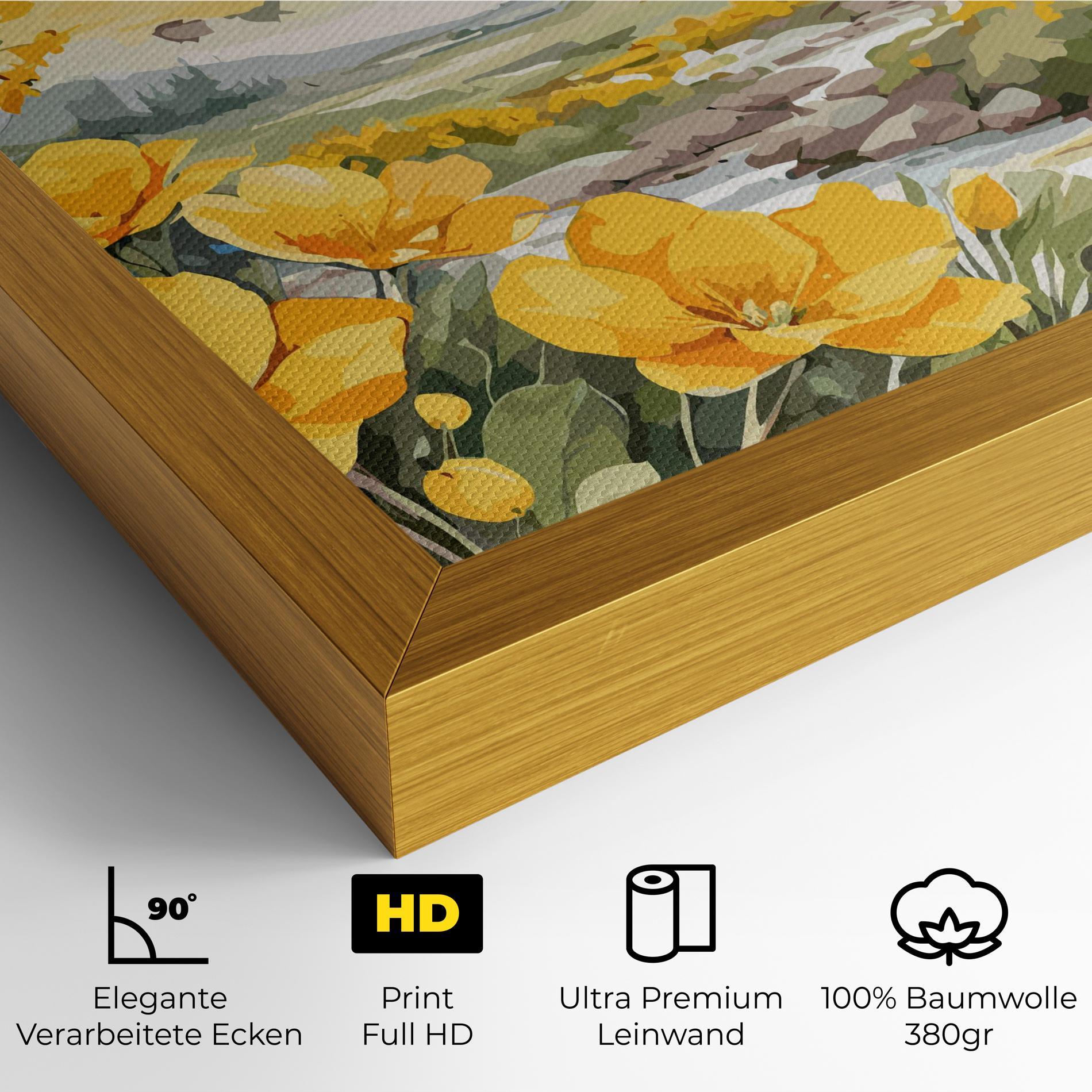 Leinwandbild Yellow Spring Flower mockup 4