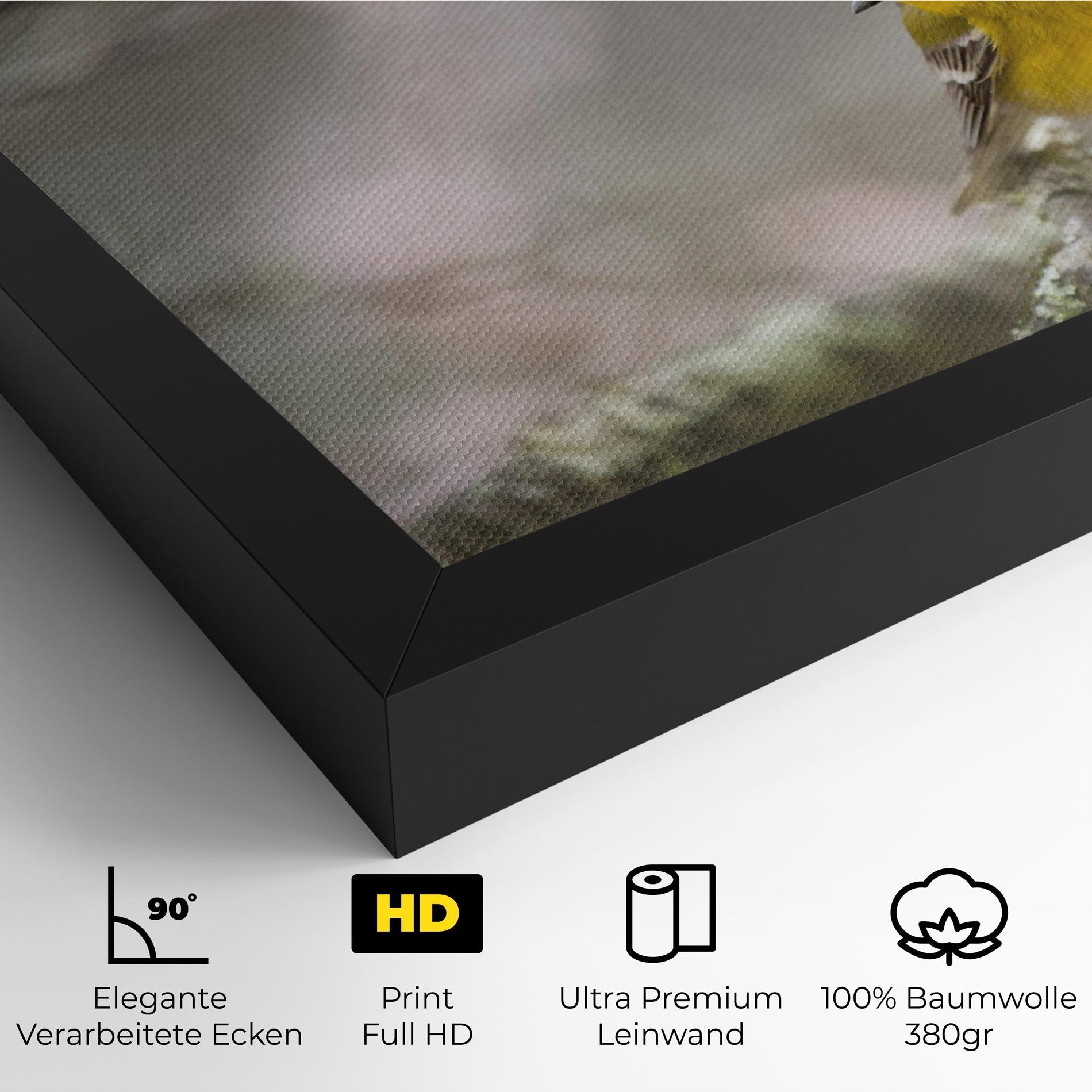 Leinwandbild Pretty Spring Yellow Bird mockup 4
