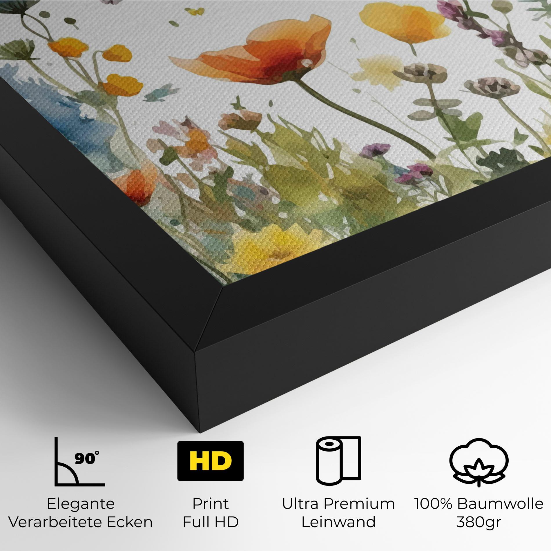 Leinwandbild Watercolor Spring Flowers mockup 4