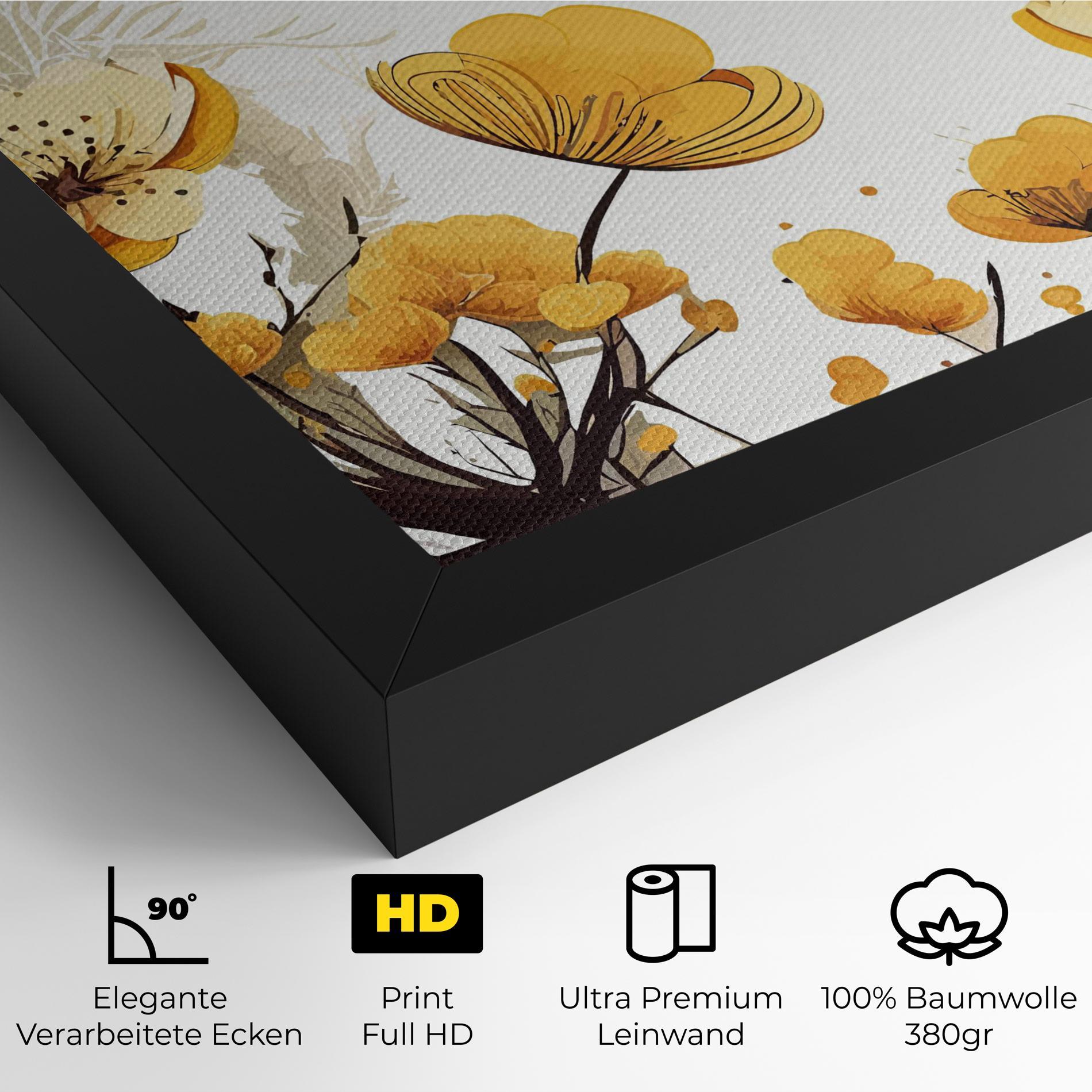 Leinwandbild Yellow Circle Flowers mockup 4