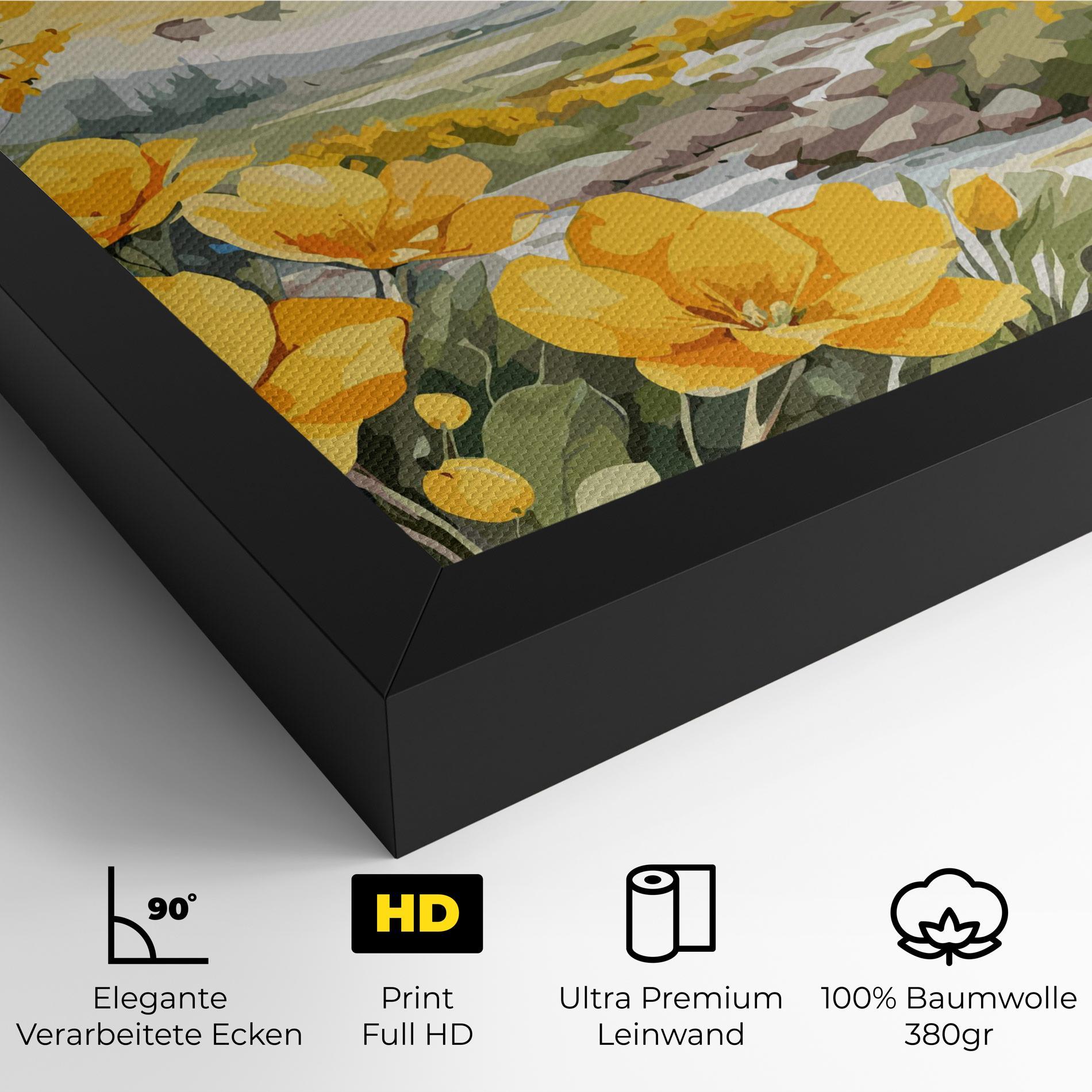 Leinwandbild Yellow Spring Flower mockup 4
