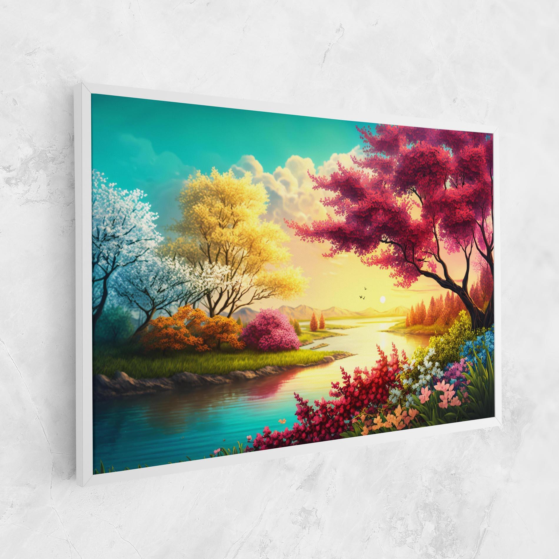 Leinwandbild Pink Yellow Trees mockup 1