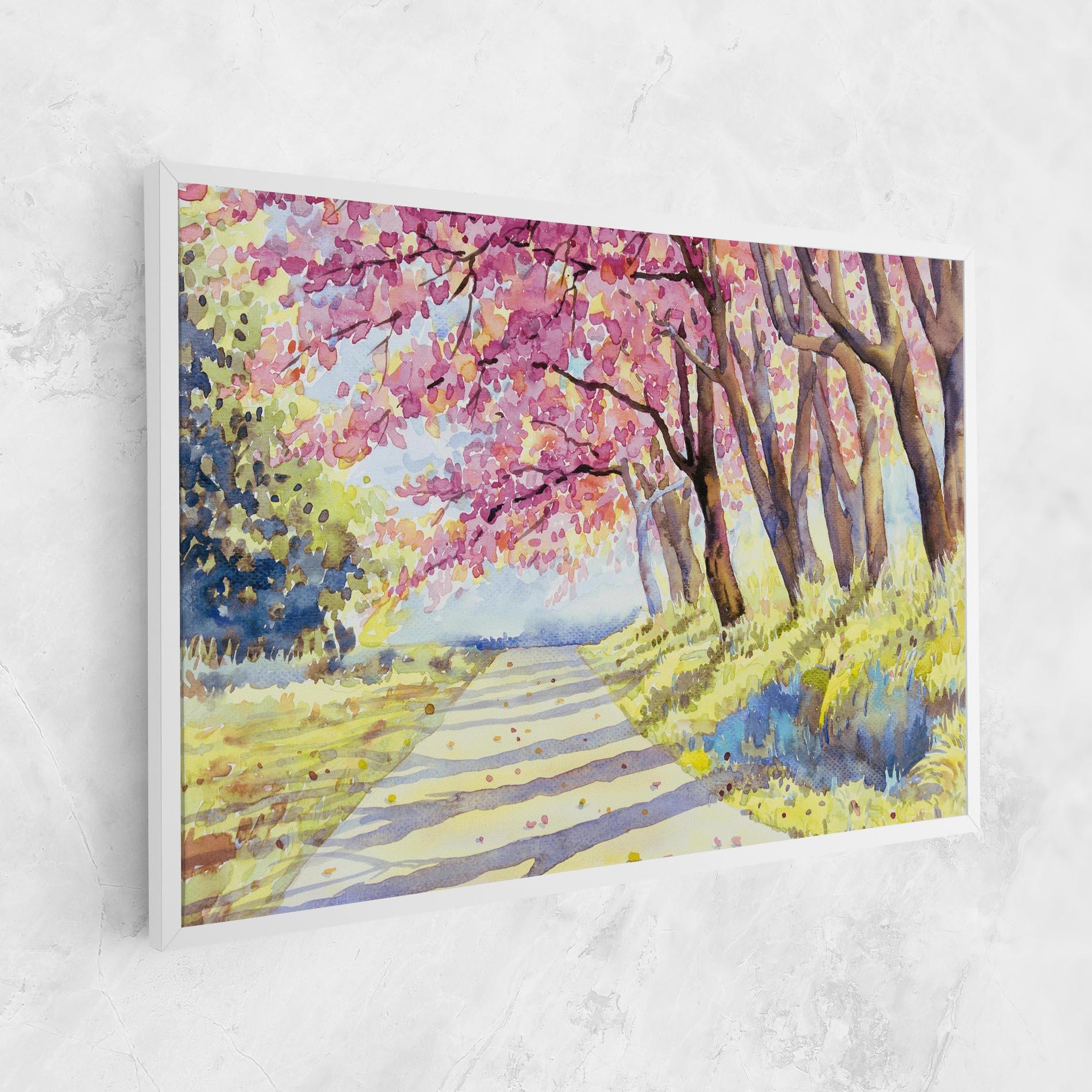 Leinwandbild Watercolor Spring Landscape mockup 1