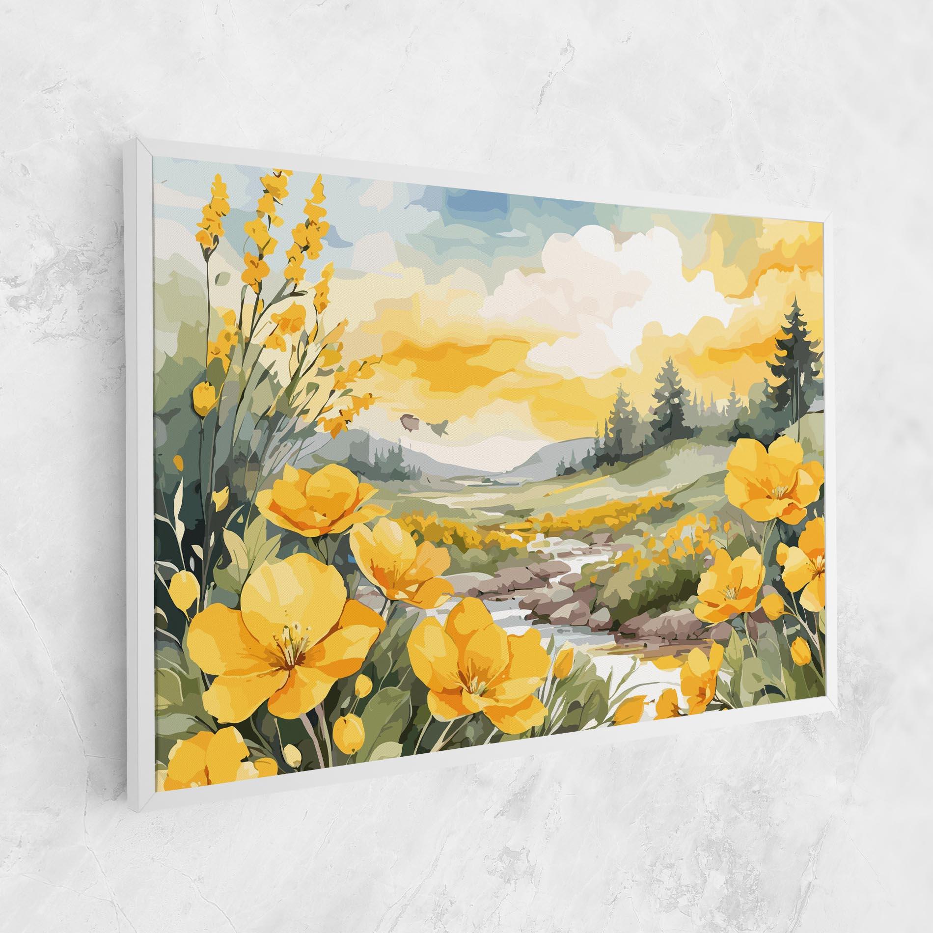 Leinwandbild Yellow Spring Flower mockup 1