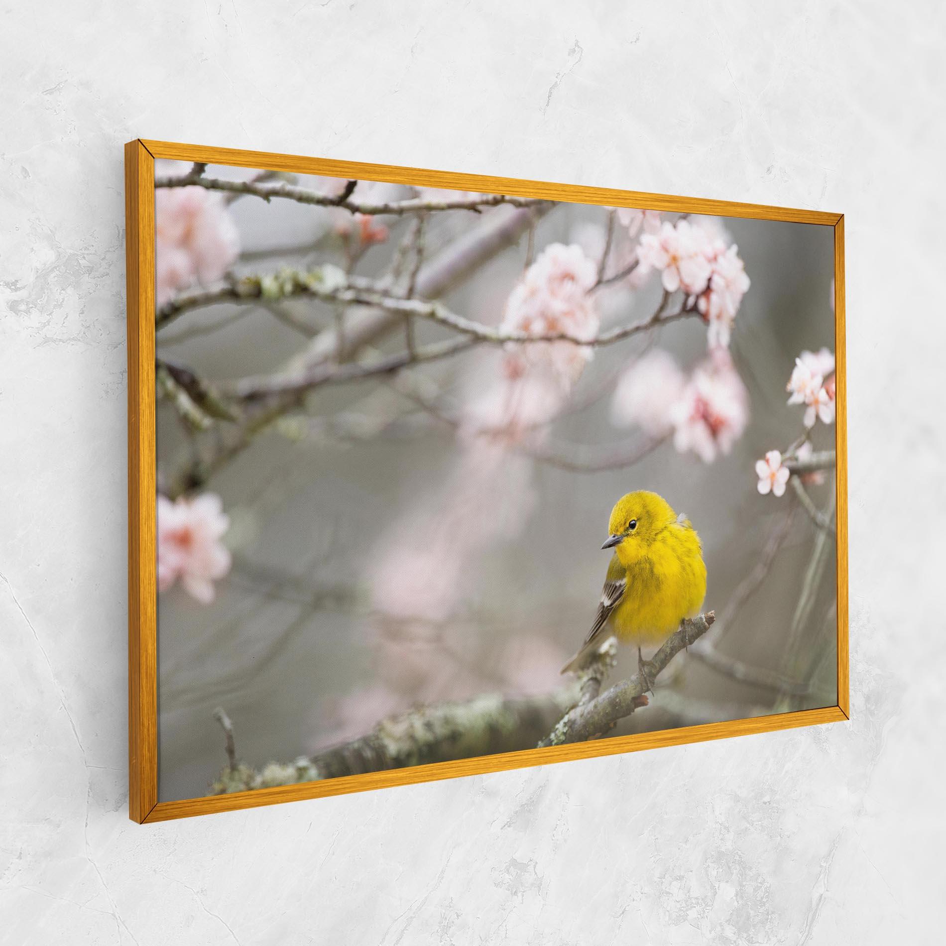 Leinwandbild Pretty Spring Yellow Bird mockup 1