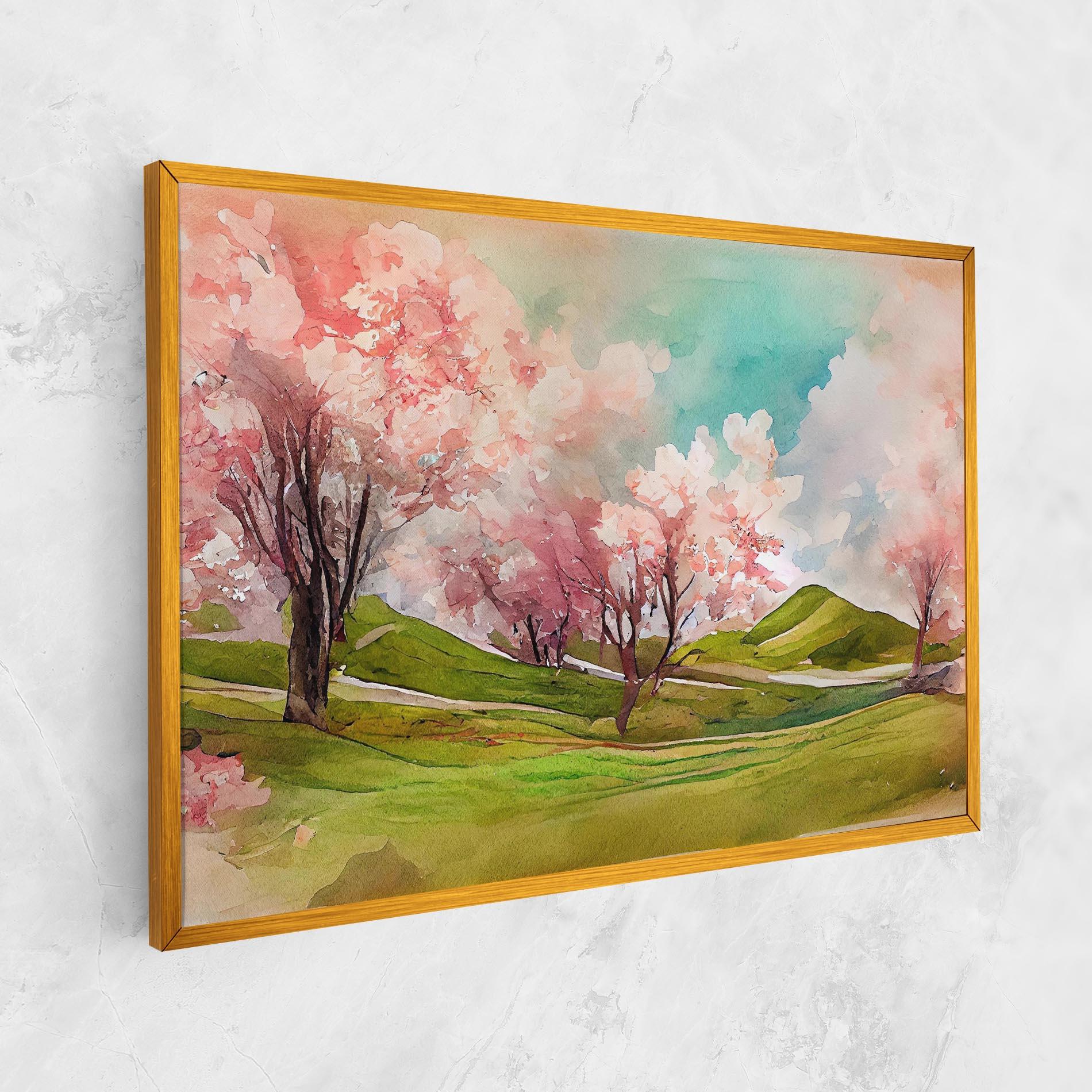 Leinwandbild Spring Trees Painting mockup 1