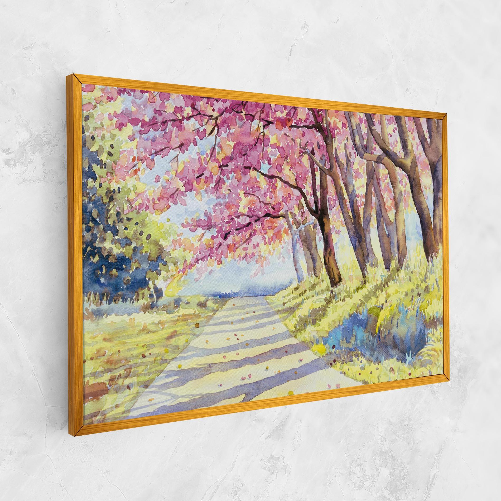 Leinwandbild Watercolor Spring Landscape mockup 1